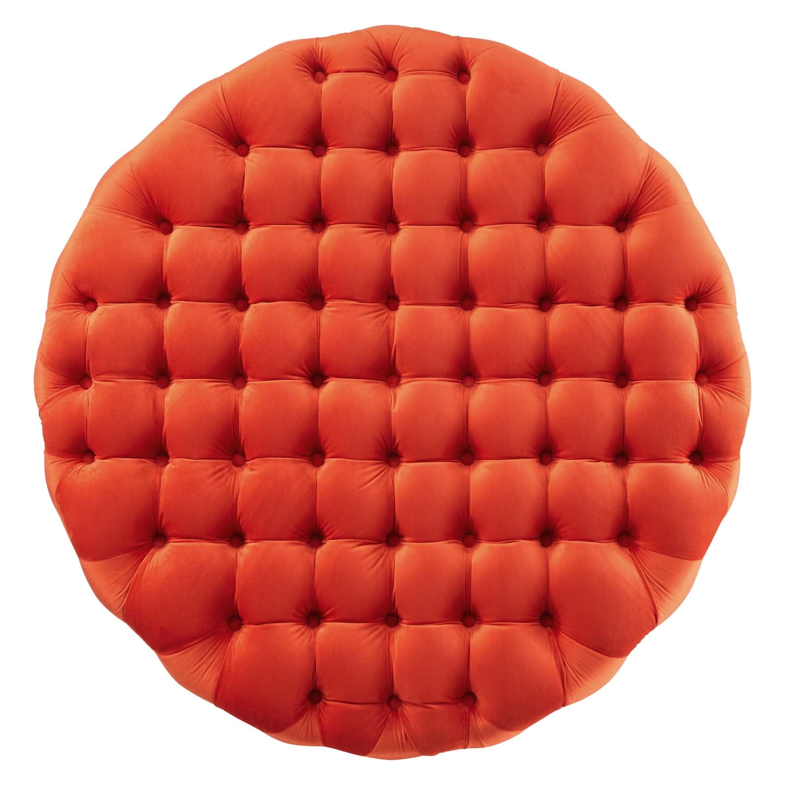 Modway Ottomans & Stools - Amour Tufted Button Large Round Performance Velvet Ottoman Orange