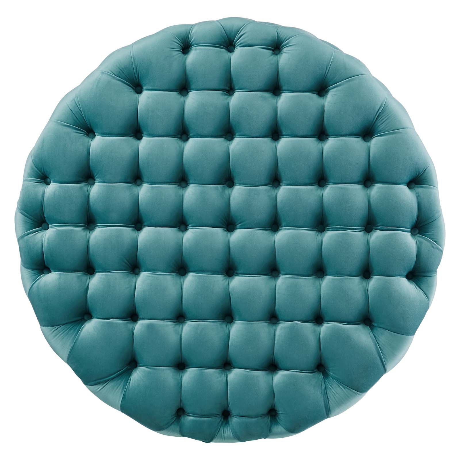 Modway Ottomans & Stools - Amour Tufted Button Large Round Performance Velvet Ottoman Sea Blue