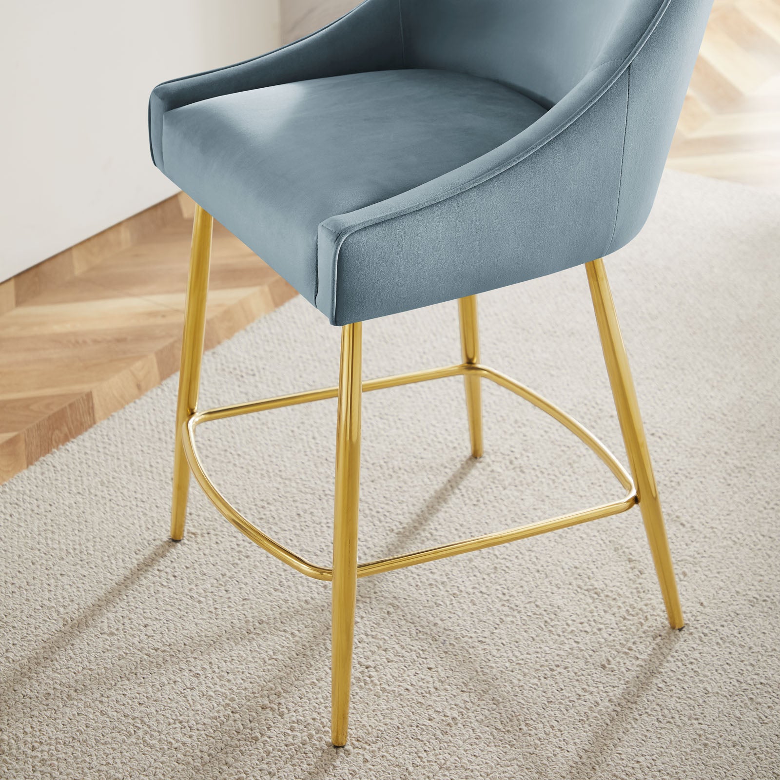 Light blue velvet online stool