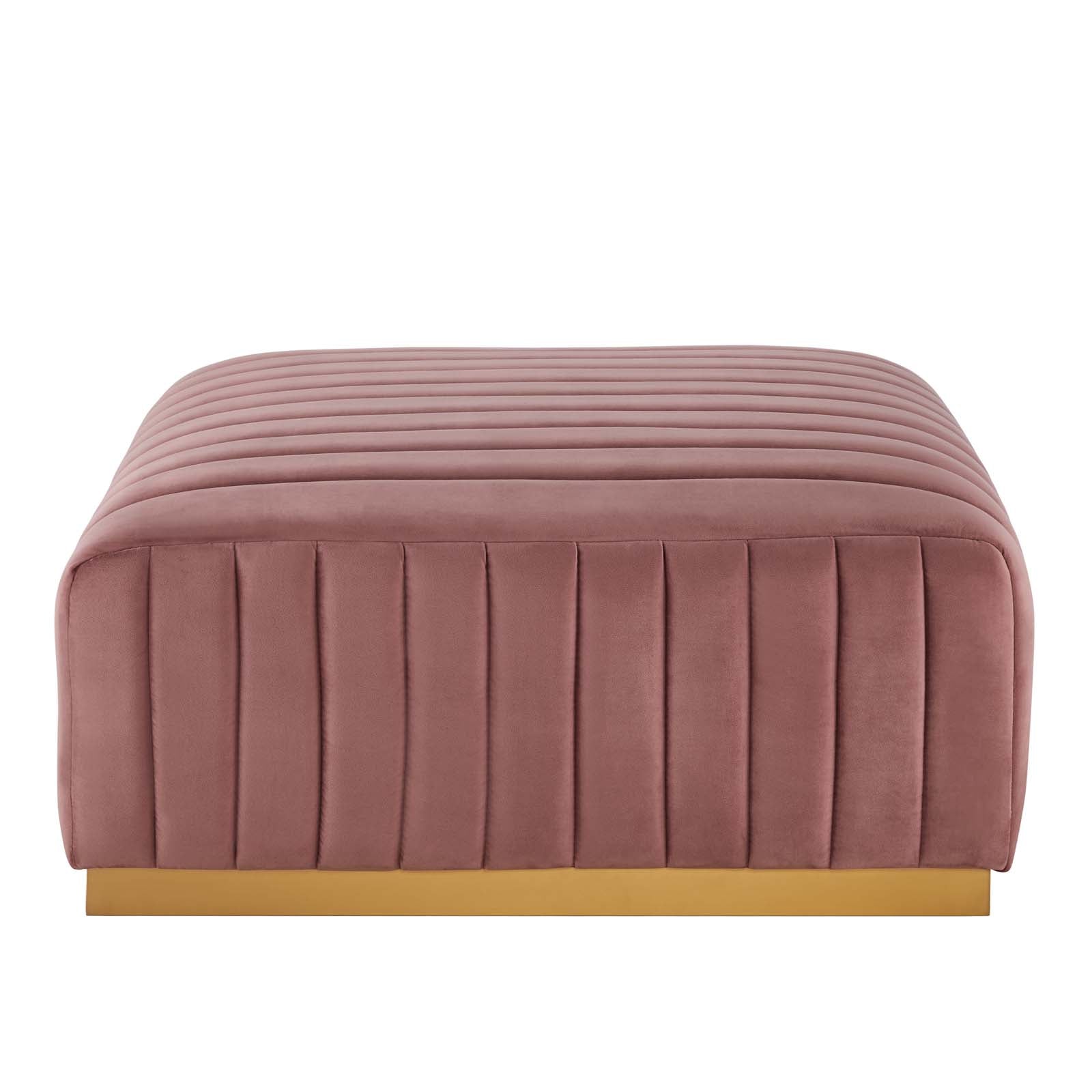 Modway Ottomans & Stools - Conjure Channel Tufted Performance Velvet Ottoman Gold Dusty Rose