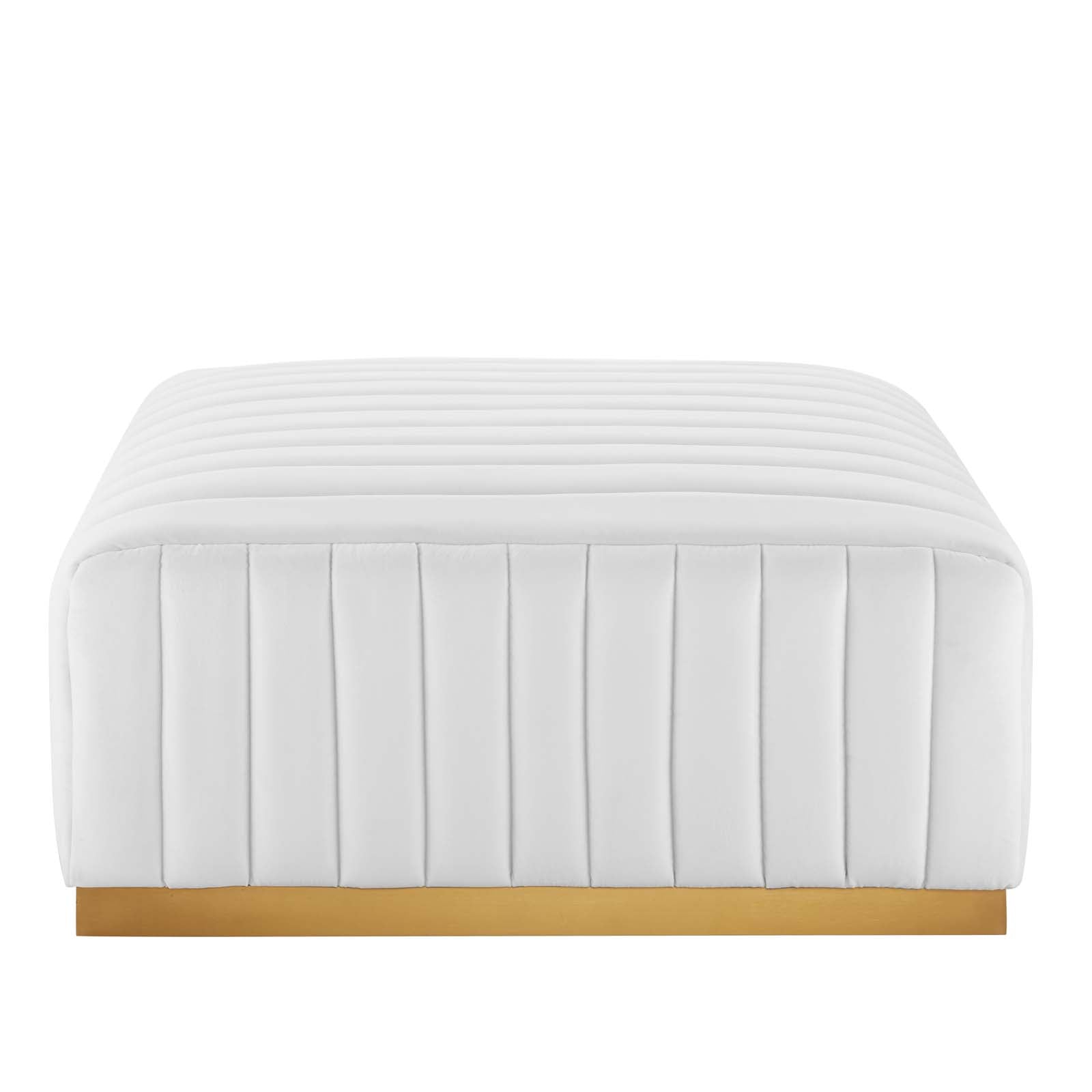 Modway Ottomans & Stools - Conjure Channel Tufted Performance Velvet Ottoman Gold White