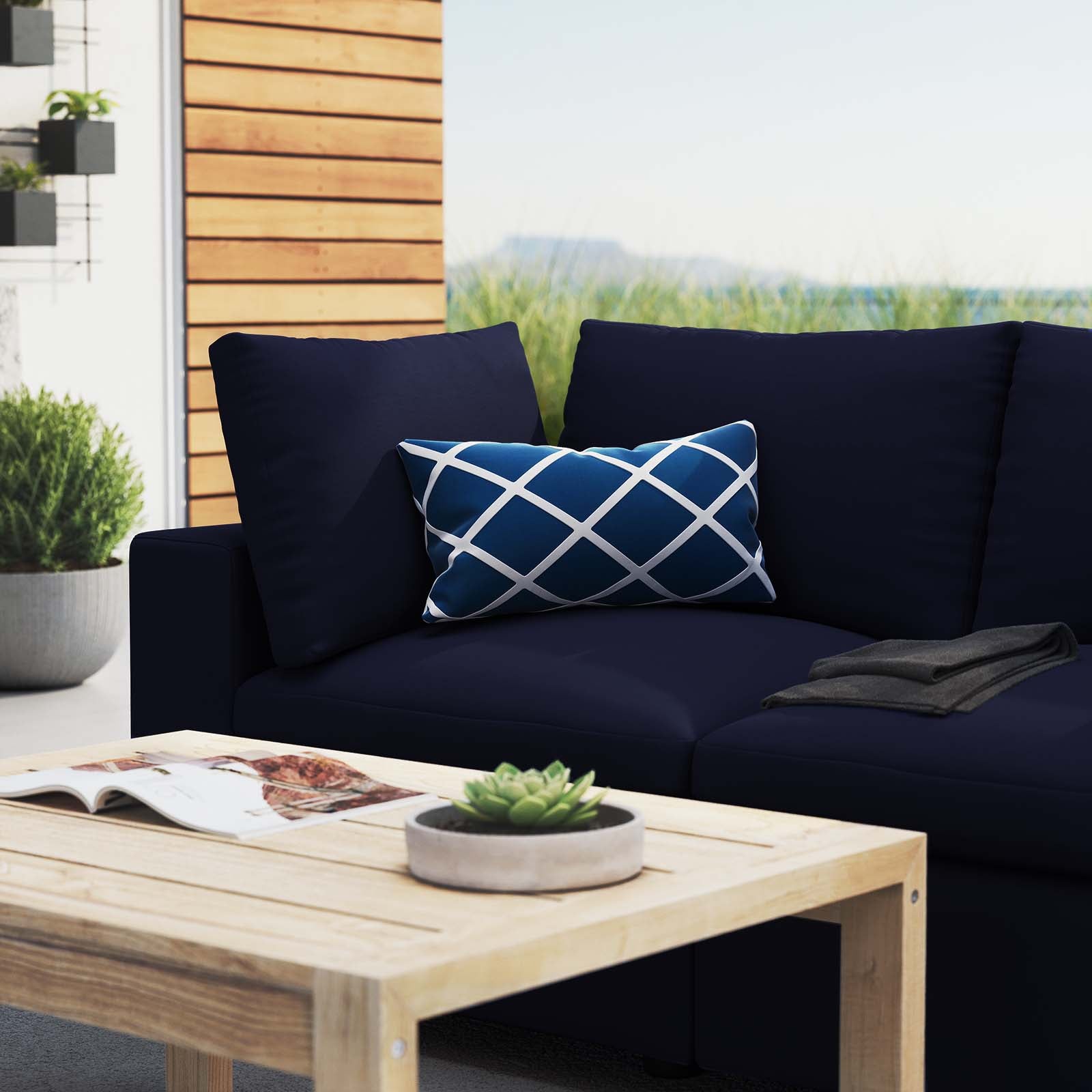 Modway Outdoor Sofas - Commix Sunbrella Outdoor Patio Loveseat Navy