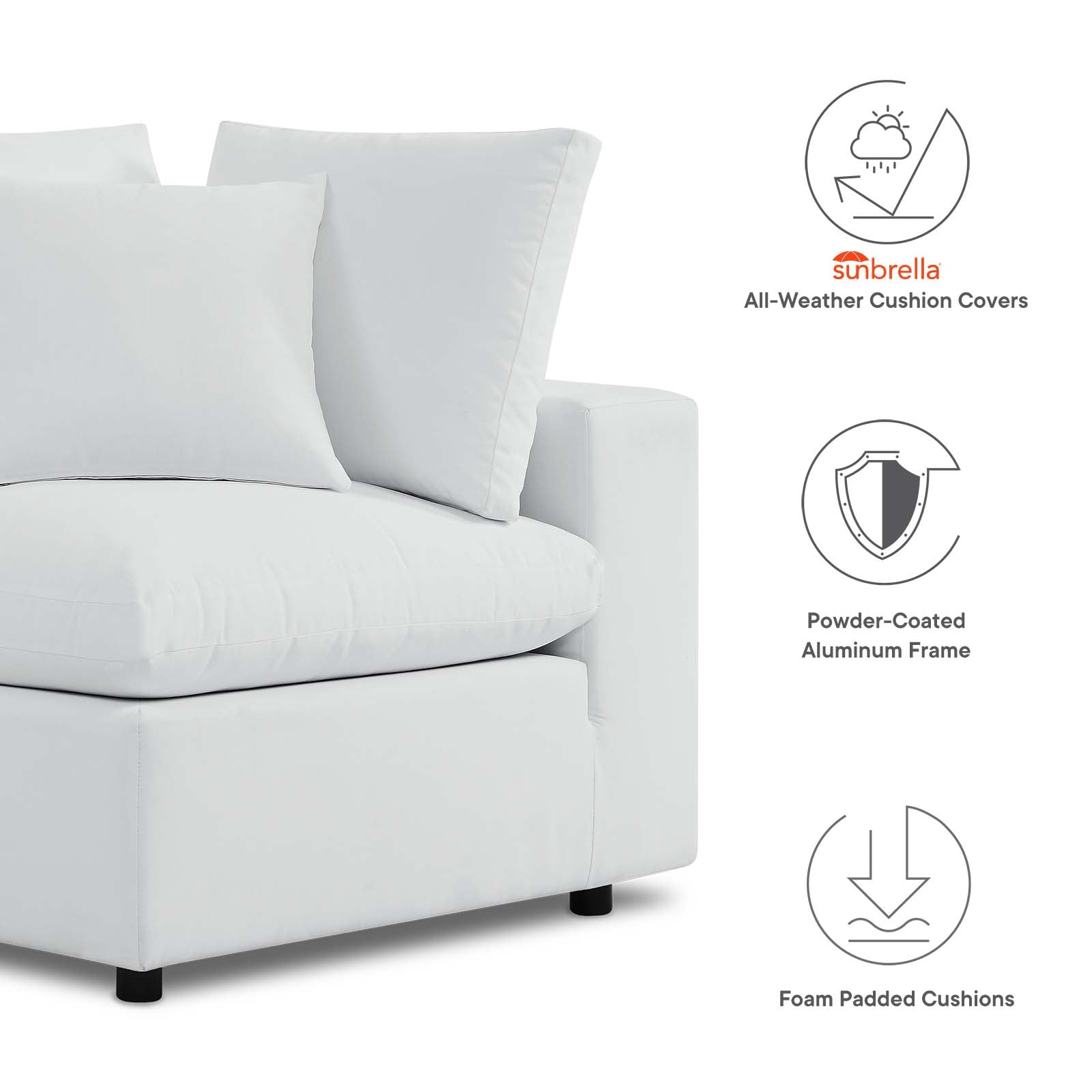 Modway Outdoor Sofas - Commix Sunbrella Outdoor Patio Loveseat White