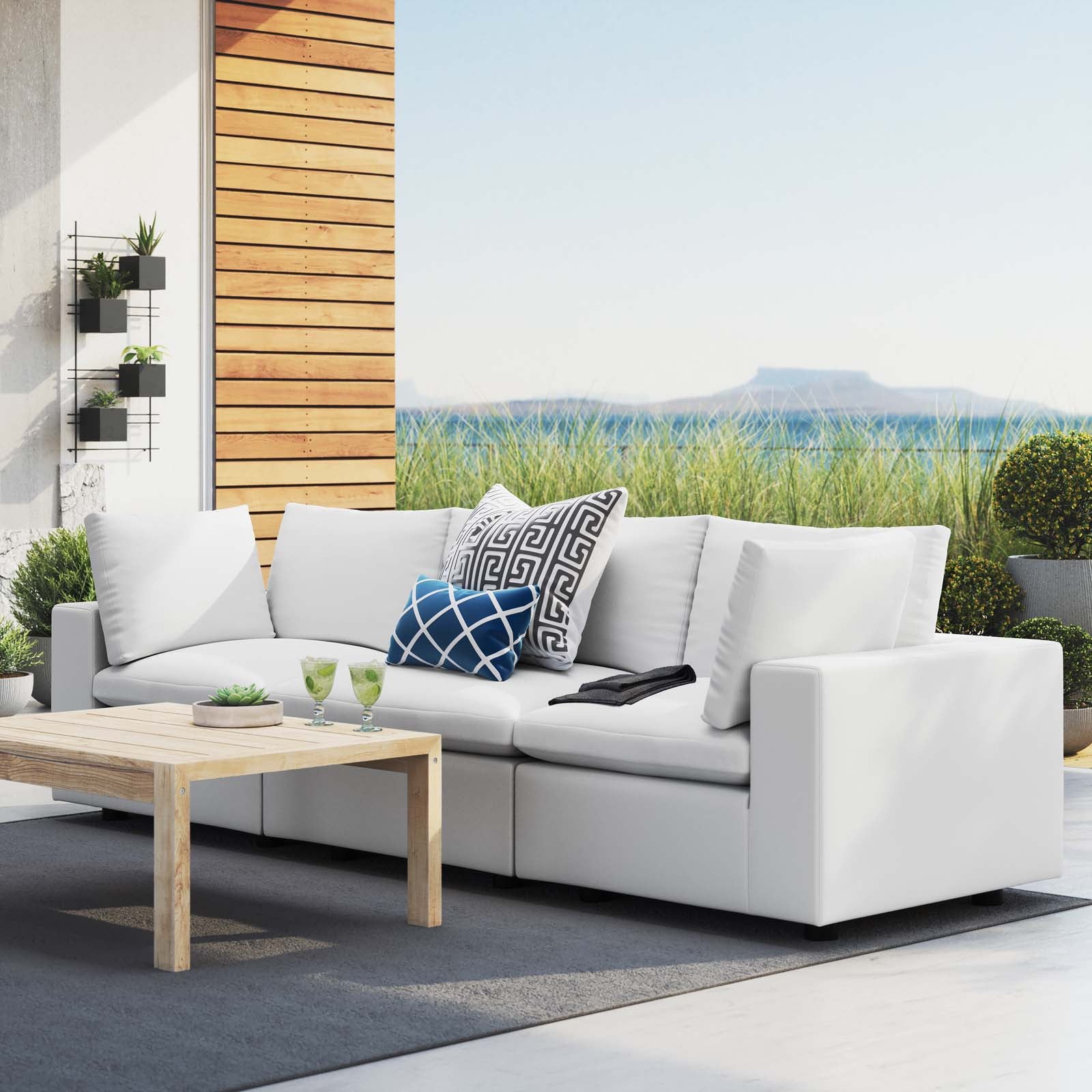 Modway Outdoor Sofas - Commix Sunbrella Outdoor Patio Sofa White