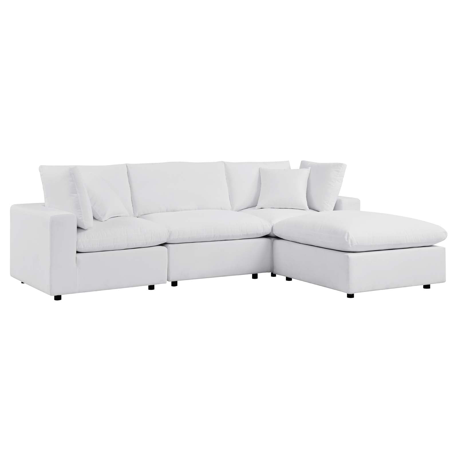 Modway Outdoor Sofas - Commix 08" 4-Piece Sunbrella Outdoor Patio Sectional Sofa White