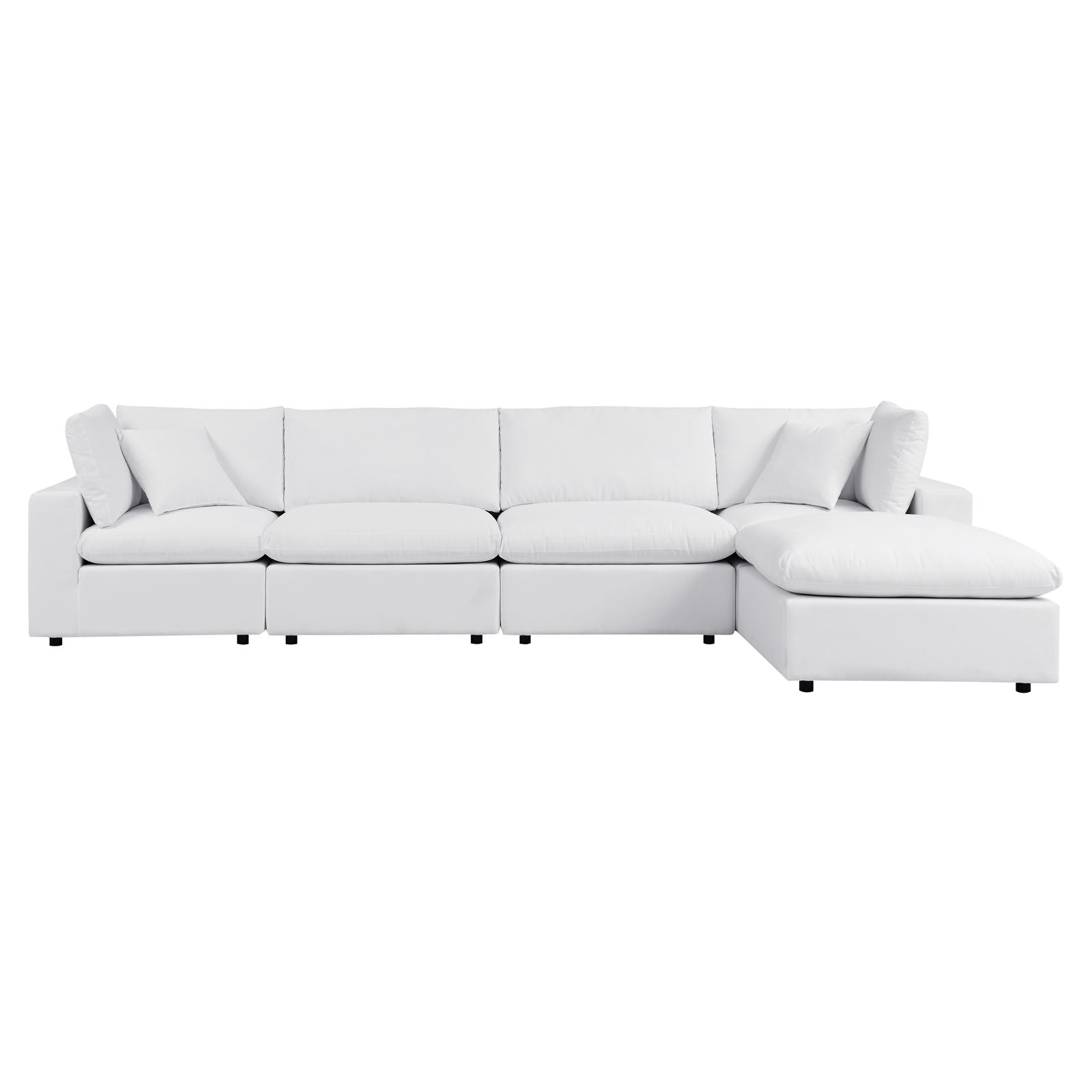 Modway Outdoor Sofas - Commix 145" 5-Piece Sunbrella Outdoor Patio Sectional Sofa White