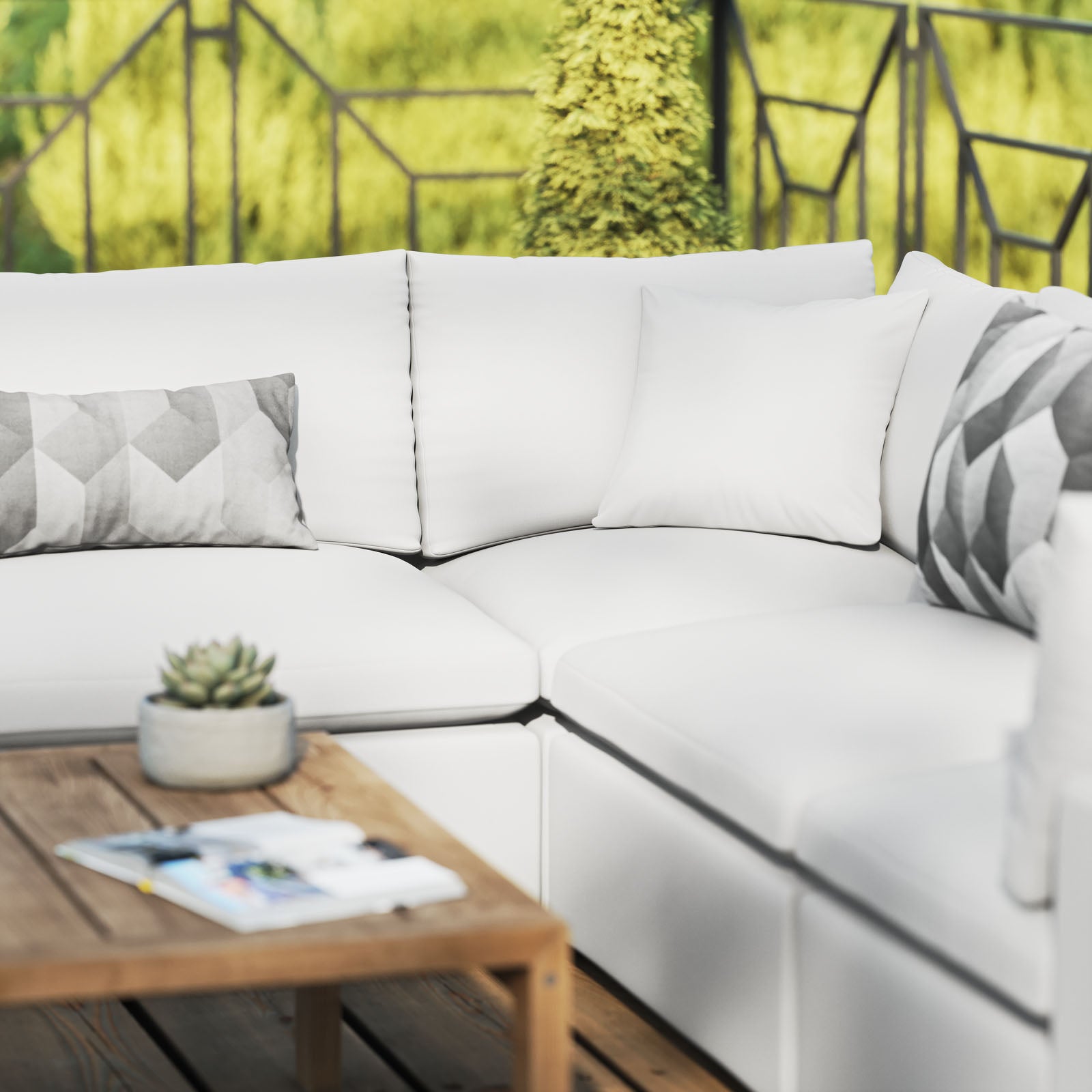 Modway Outdoor Sofas - Commix 5-Piece Outdoor Patio Sectional Sofa White