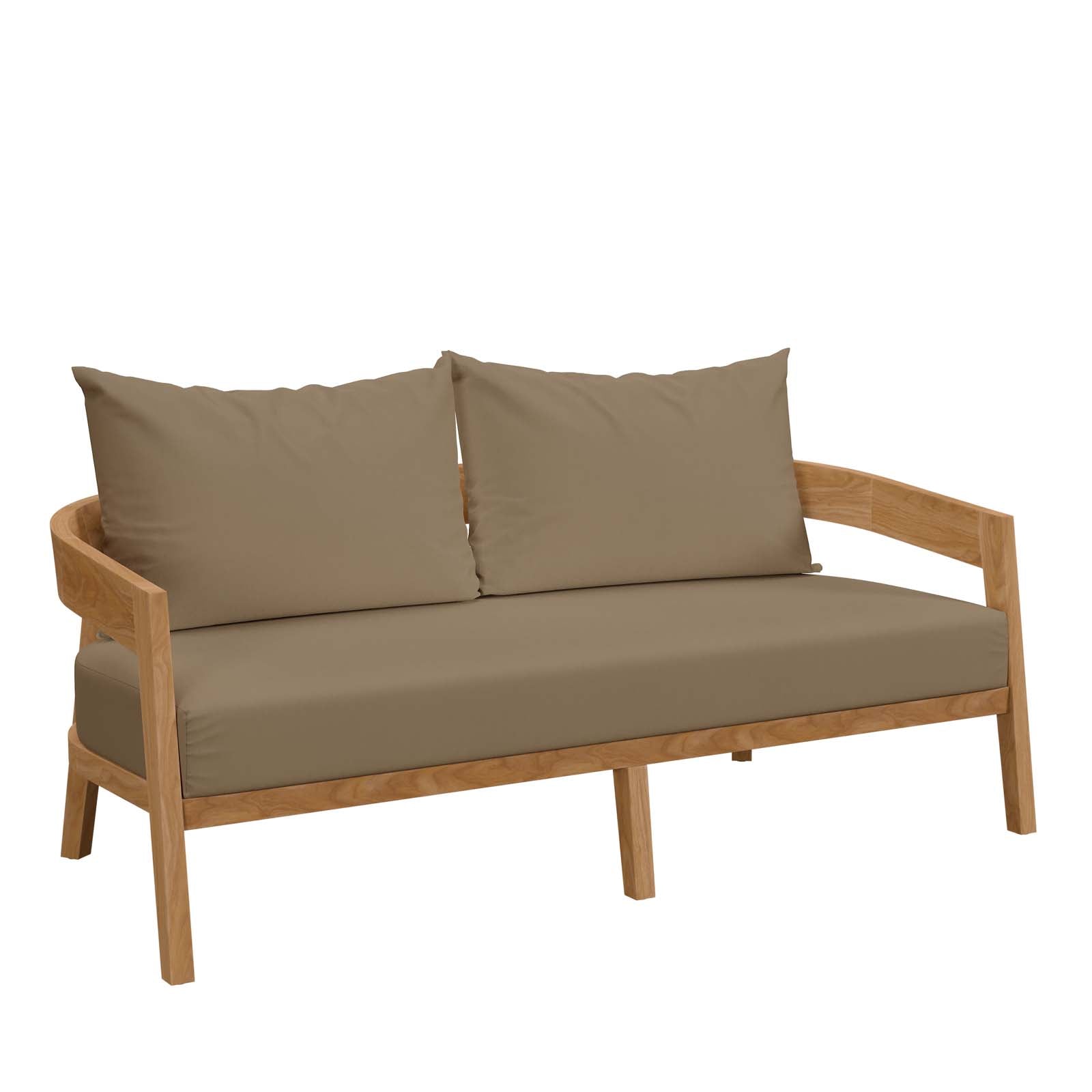 Modway Outdoor Sofas - Brisbane Teak Wood Outdoor Patio Loveseat Natural Light Brown