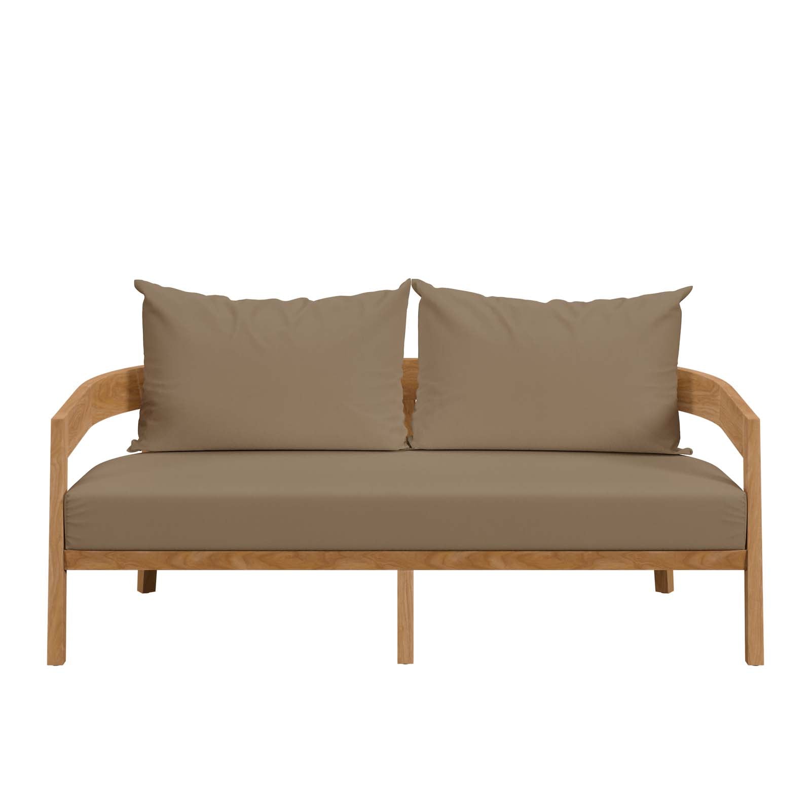 Modway Outdoor Sofas - Brisbane Teak Wood Outdoor Patio Loveseat Natural Light Brown