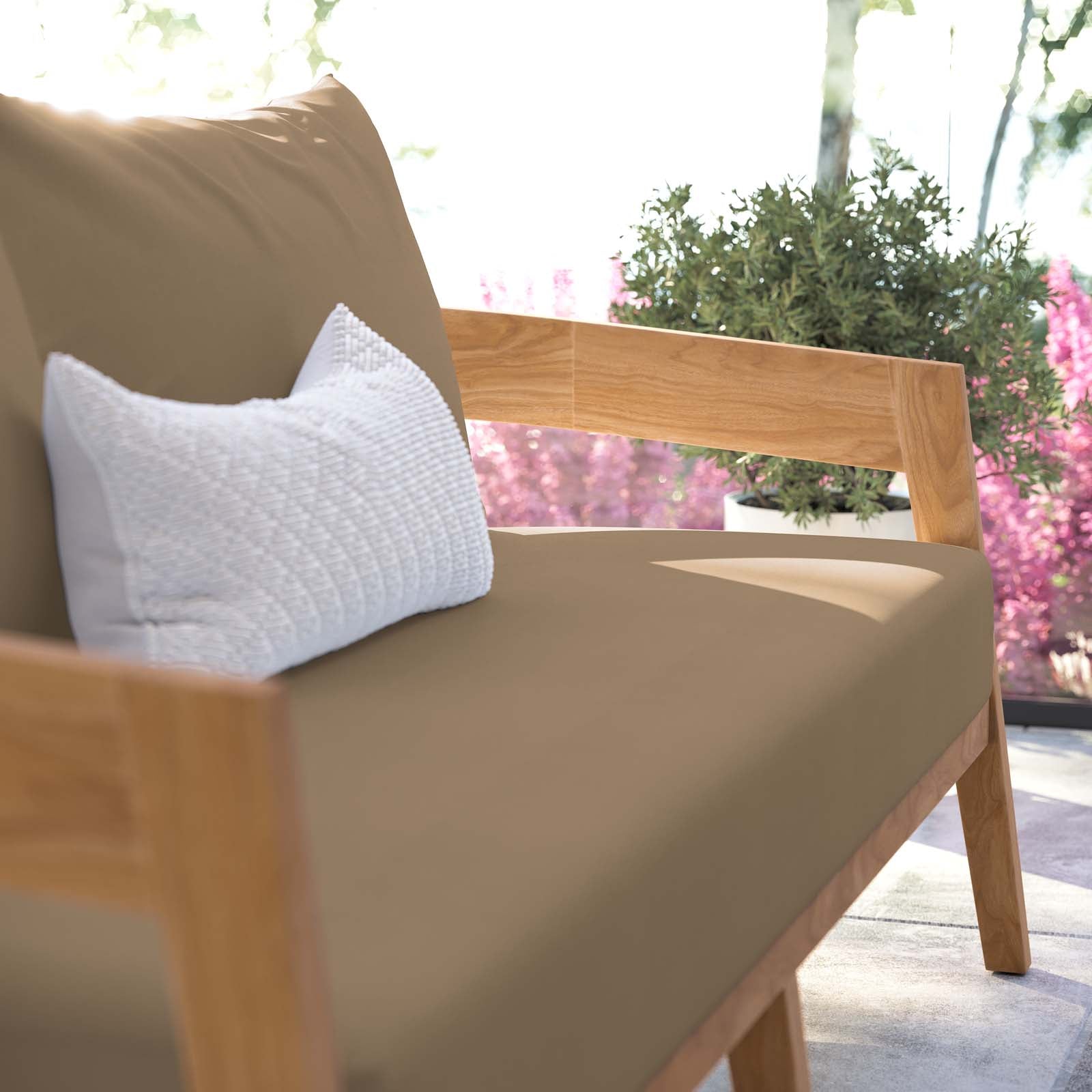 Modway Outdoor Sofas - Brisbane Teak Wood Outdoor Patio Loveseat Natural Light Brown