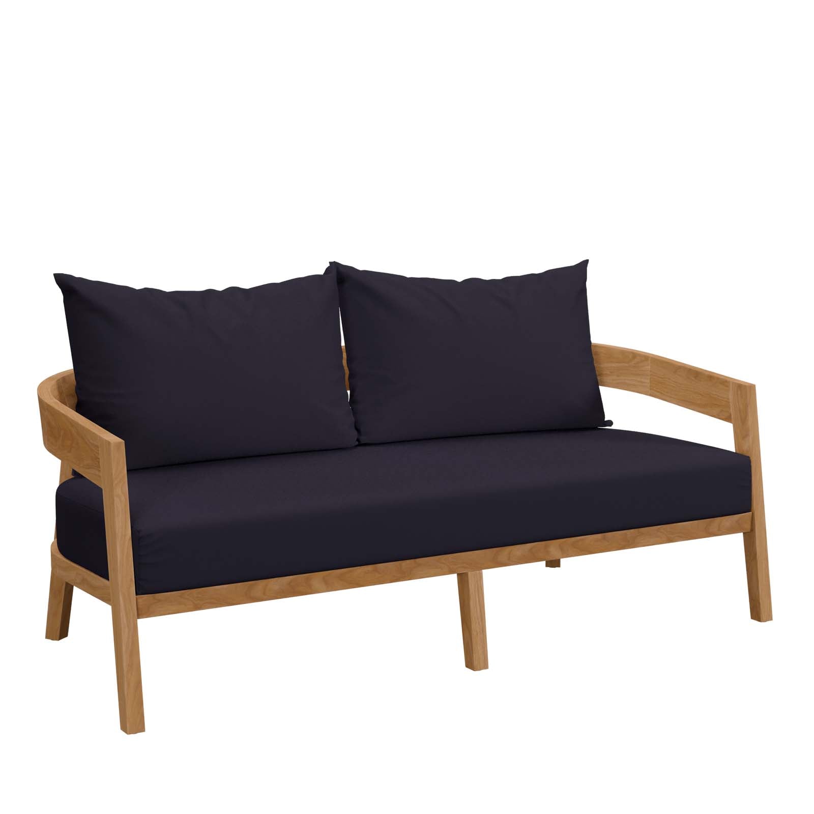 Modway Outdoor Sofas - Brisbane Teak Wood Outdoor Patio Loveseat Natural Navy