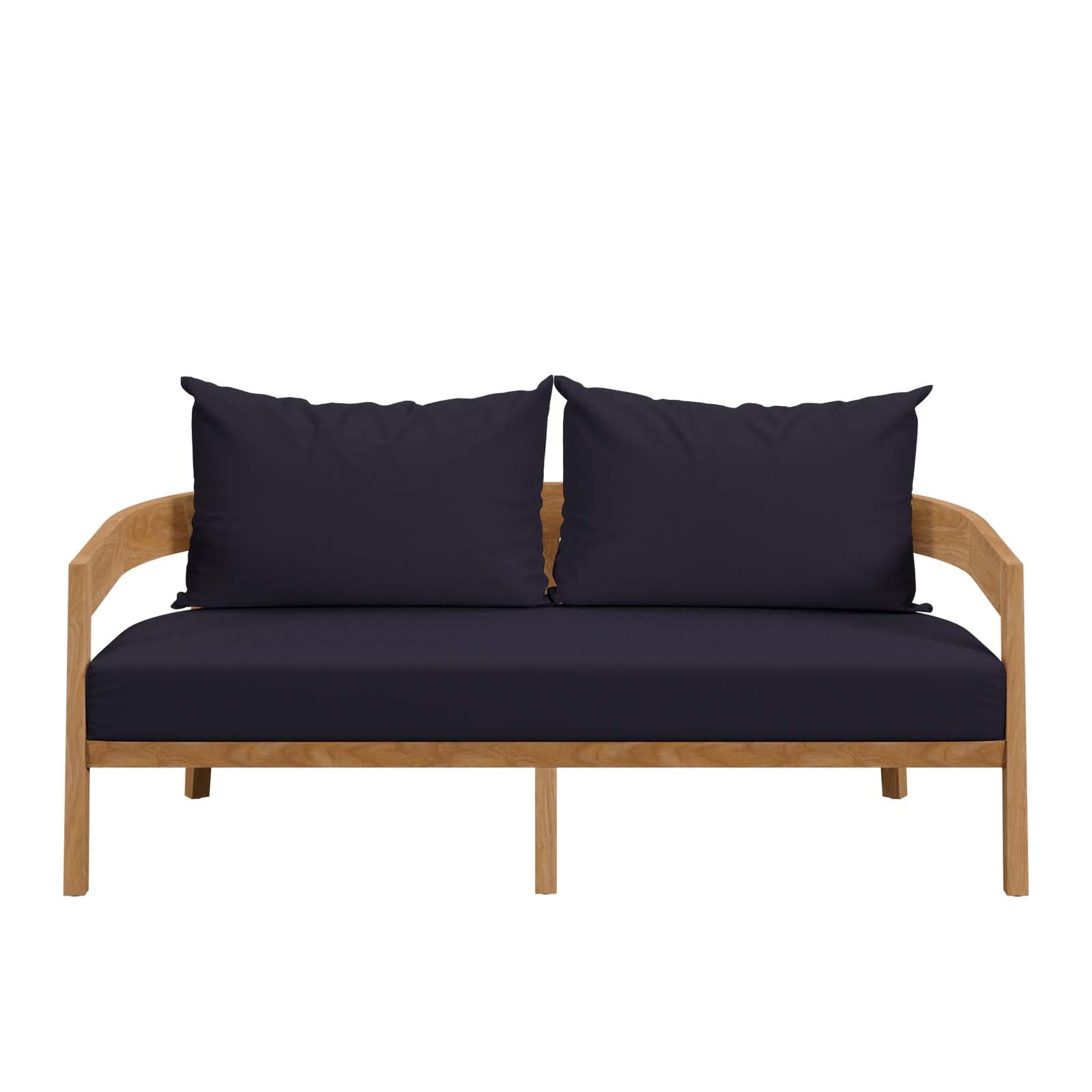 Modway Outdoor Sofas - Brisbane Teak Wood Outdoor Patio Loveseat Natural Navy