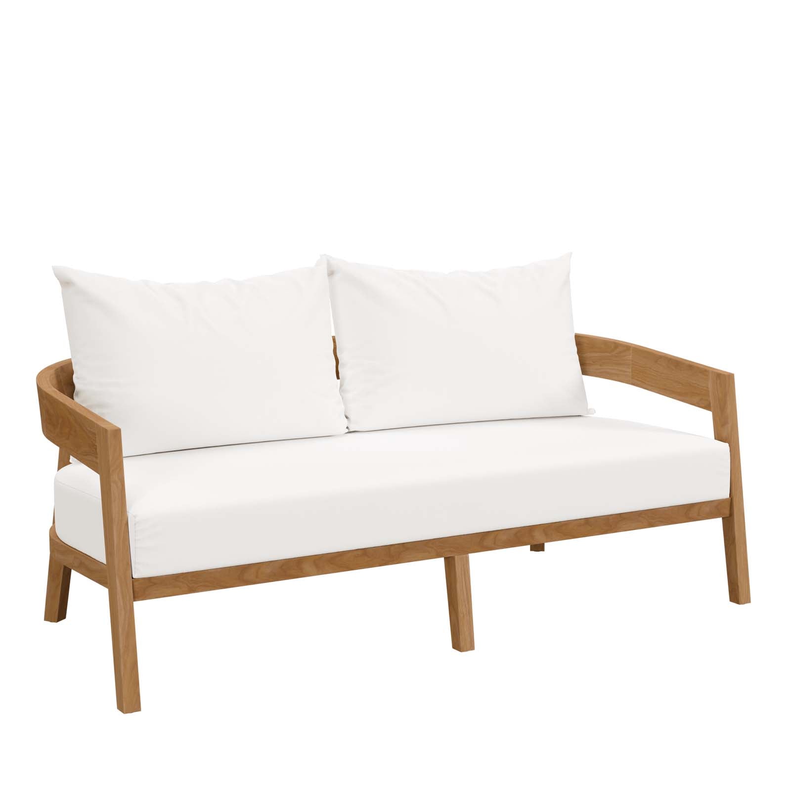 Modway Outdoor Sofas - Brisbane Teak Wood Outdoor Patio Loveseat Natural White