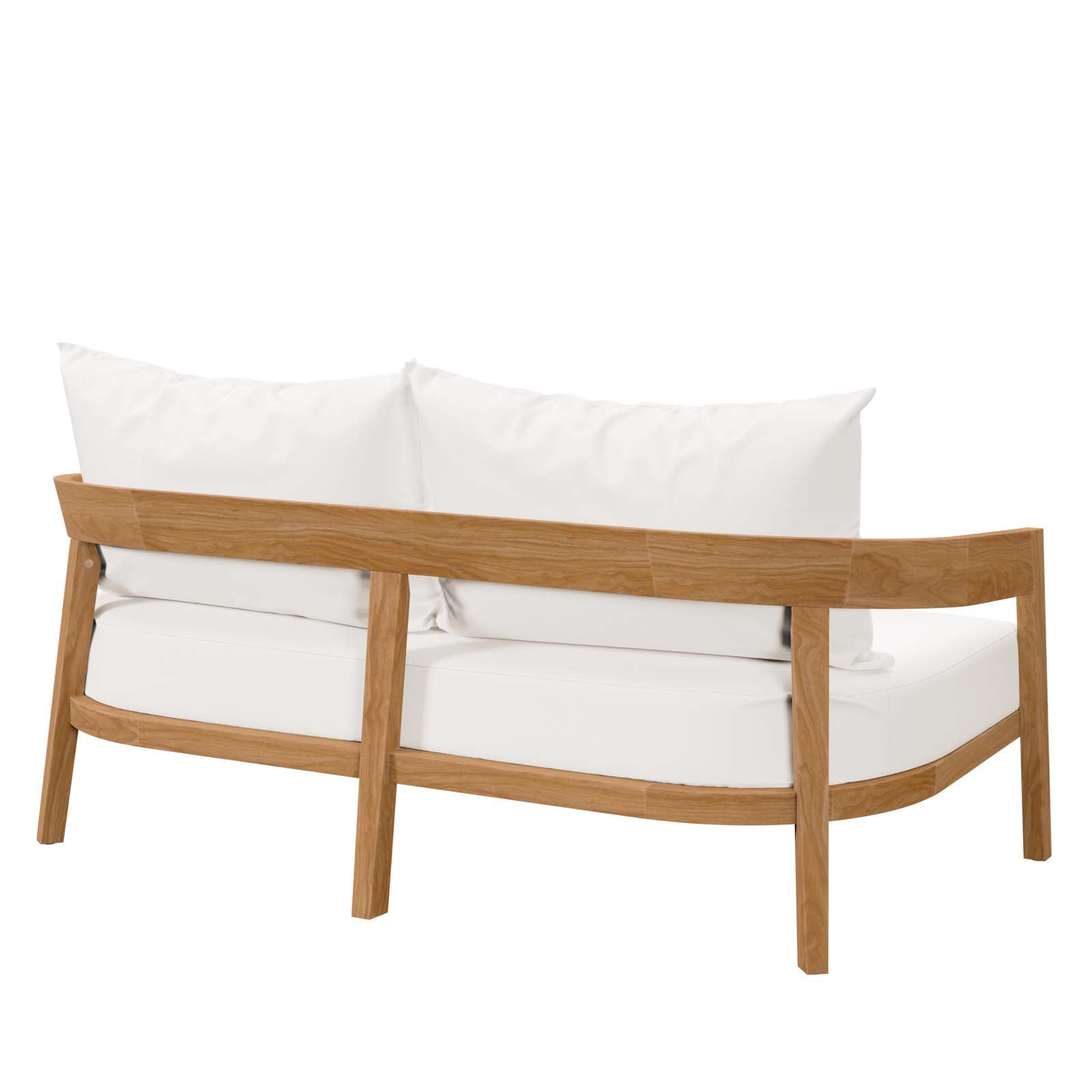 Modway Outdoor Sofas - Brisbane Teak Wood Outdoor Patio Loveseat Natural White