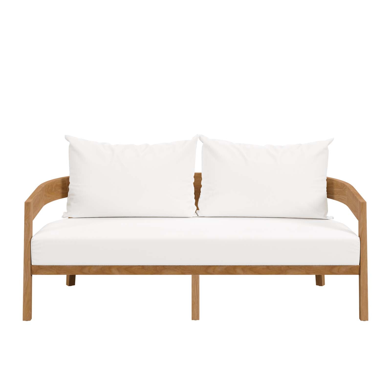 Modway Outdoor Sofas - Brisbane Teak Wood Outdoor Patio Loveseat Natural White