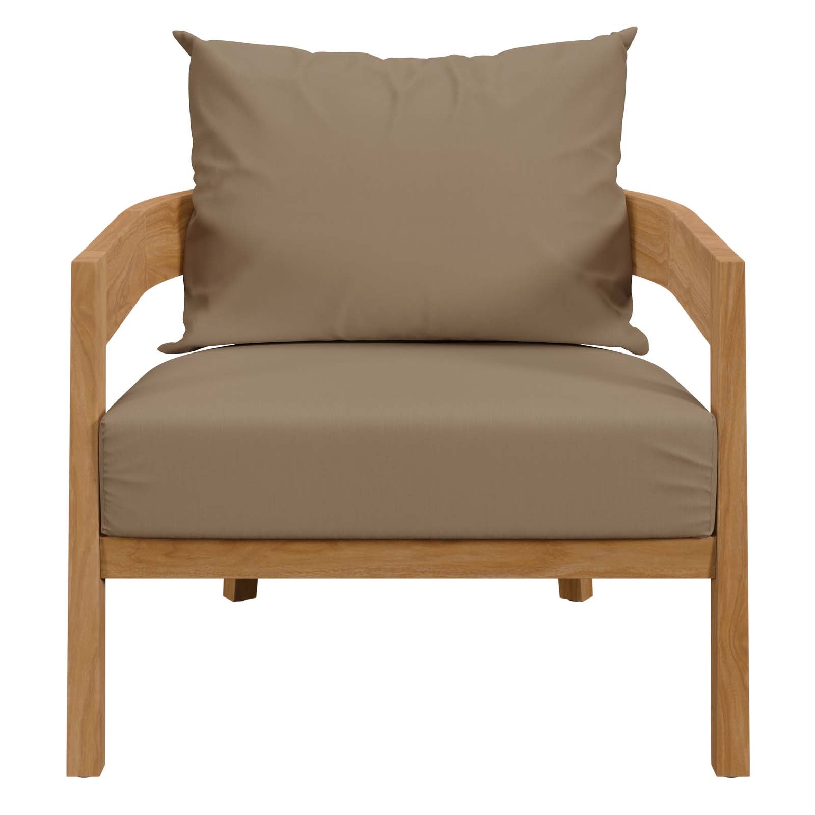 Modway Outdoor Chairs - Brisbane Teak Wood Outdoor Patio Armchair Natural Light Brown