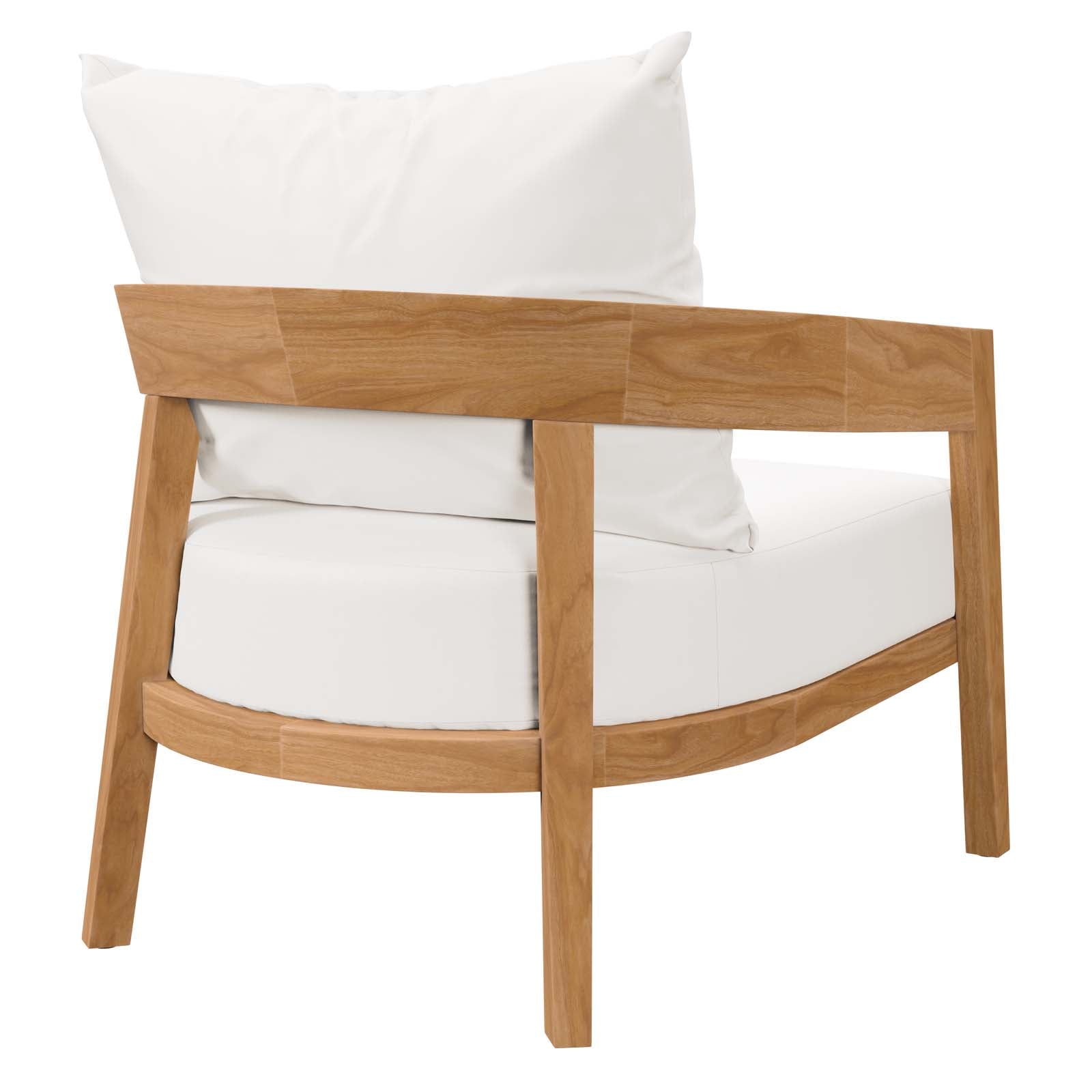 Modway Outdoor Chairs - Brisbane Teak Wood Outdoor Patio Armchair Natural White