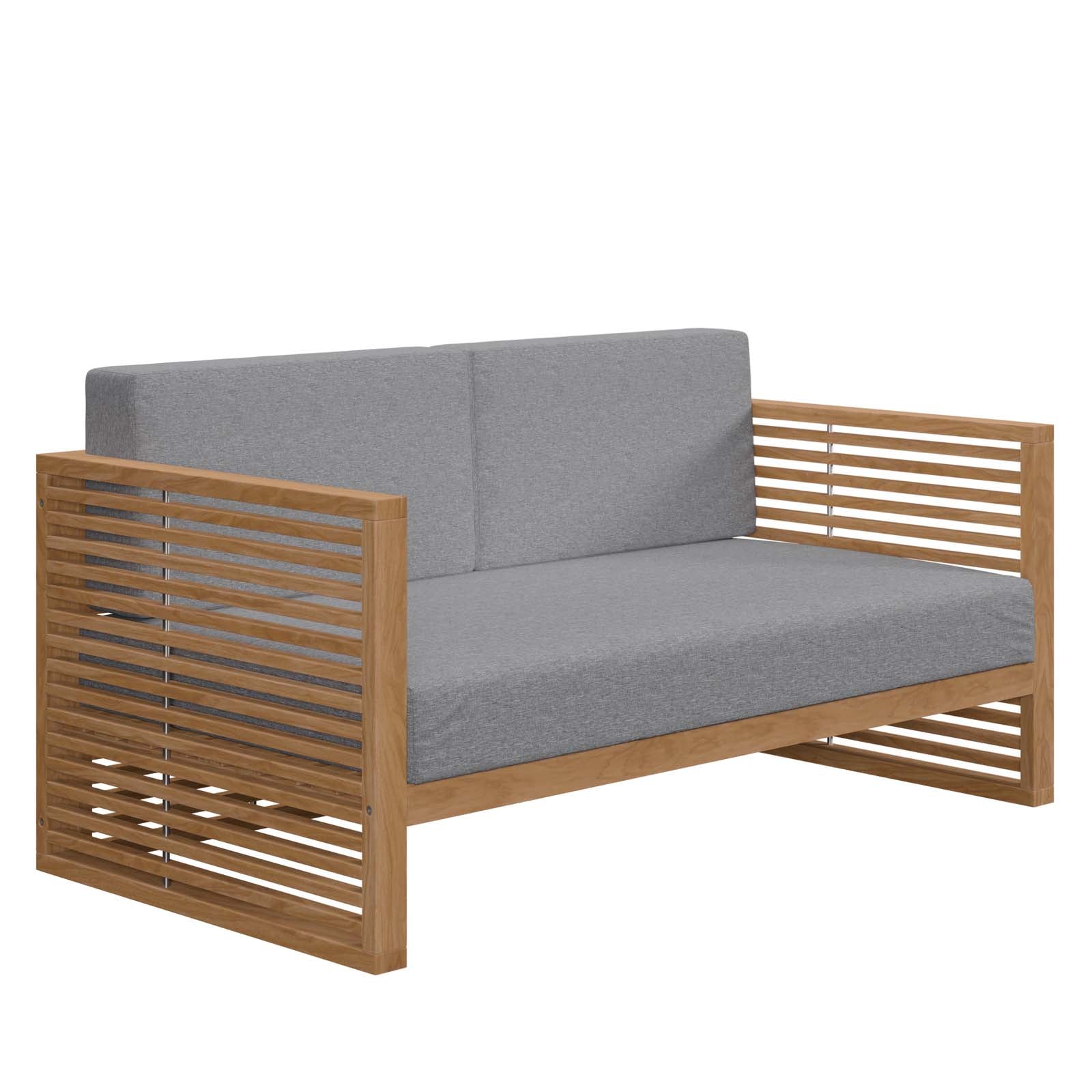 Modway Outdoor Sofas - Carlsbad Teak Wood Outdoor Patio Loveseat Natural Gray