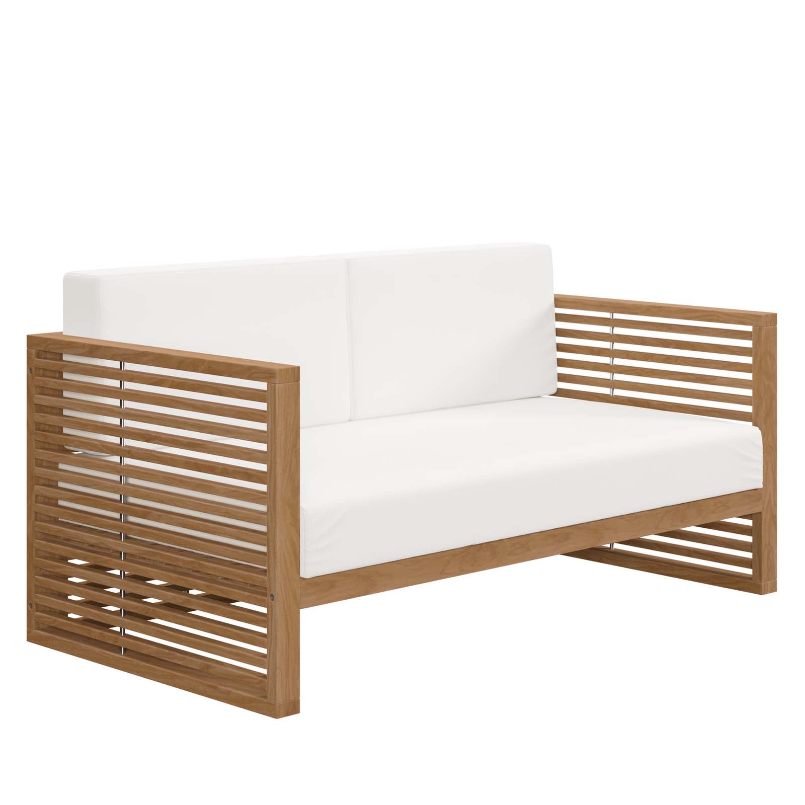 Modway Outdoor Sofas - Carlsbad Teak Wood Outdoor Patio Loveseat Natural White