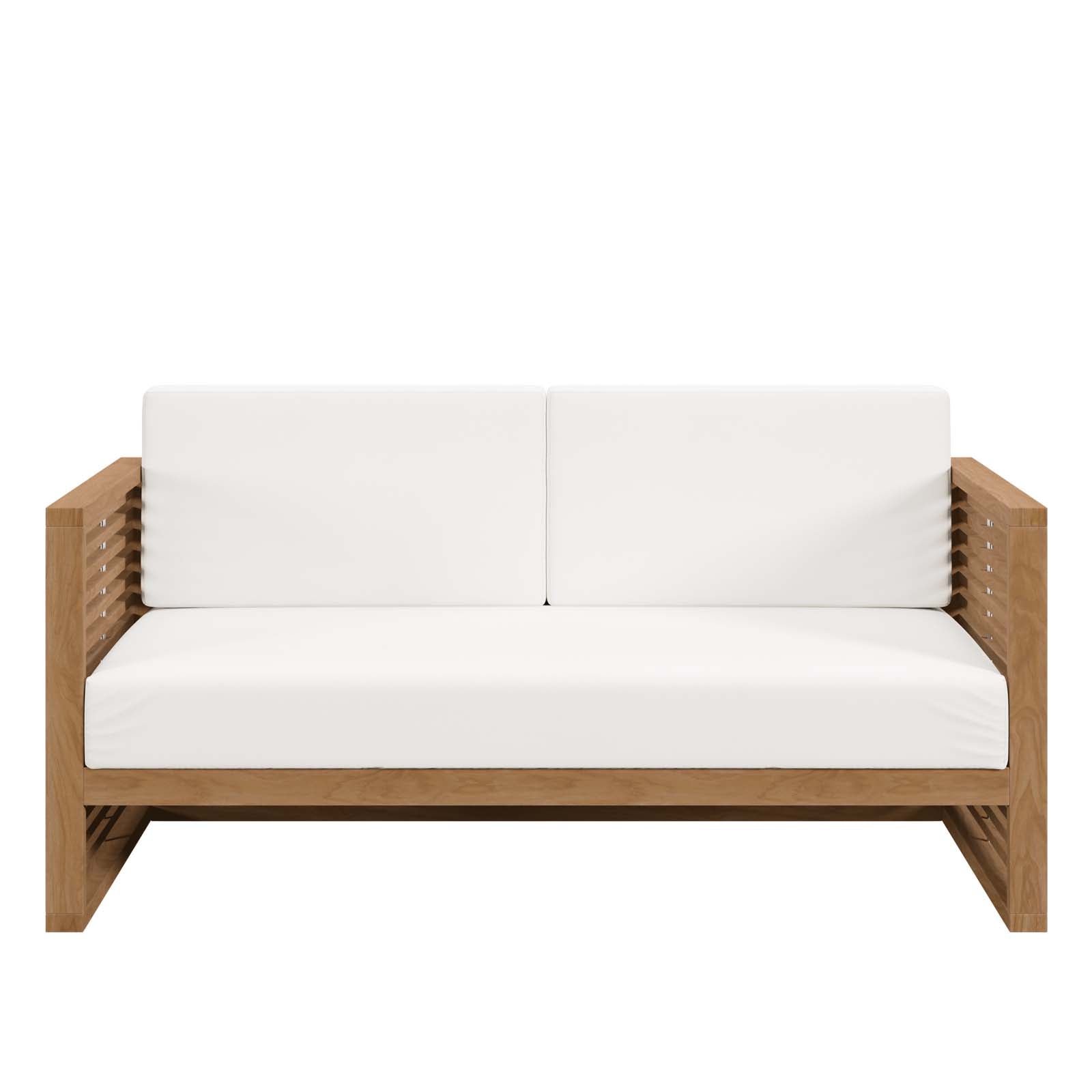 Modway Outdoor Sofas - Carlsbad Teak Wood Outdoor Patio Loveseat Natural White