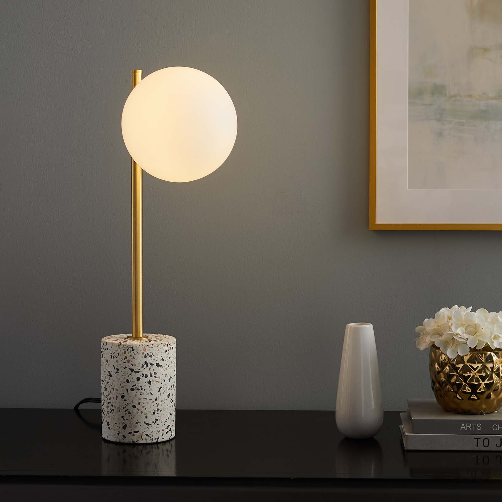 Modway Table Lamps - Logic Terrazzo Table Lamp White