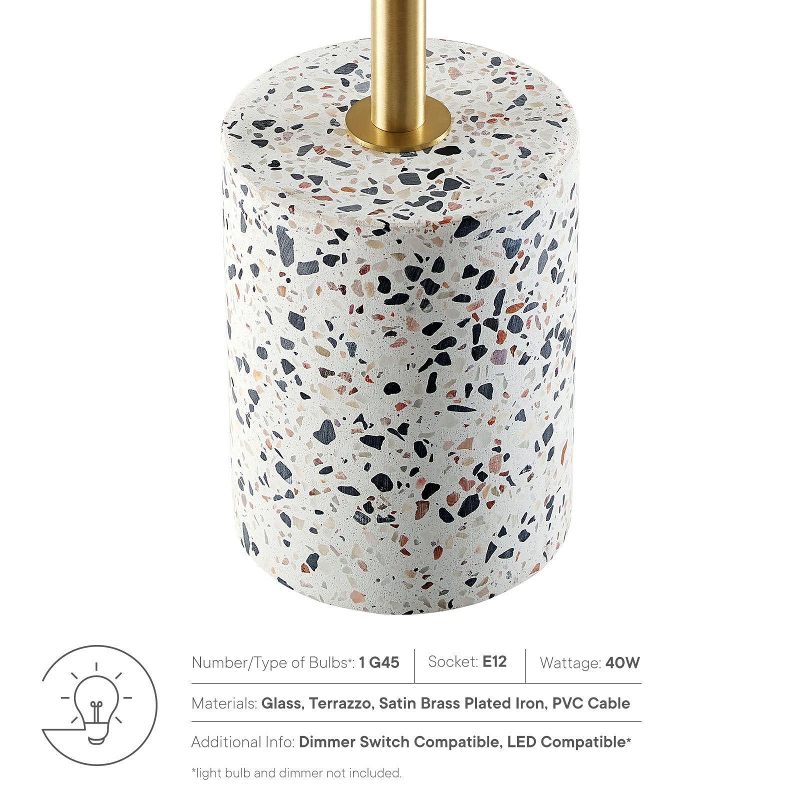 Modway Table Lamps - Logic Terrazzo Table Lamp White