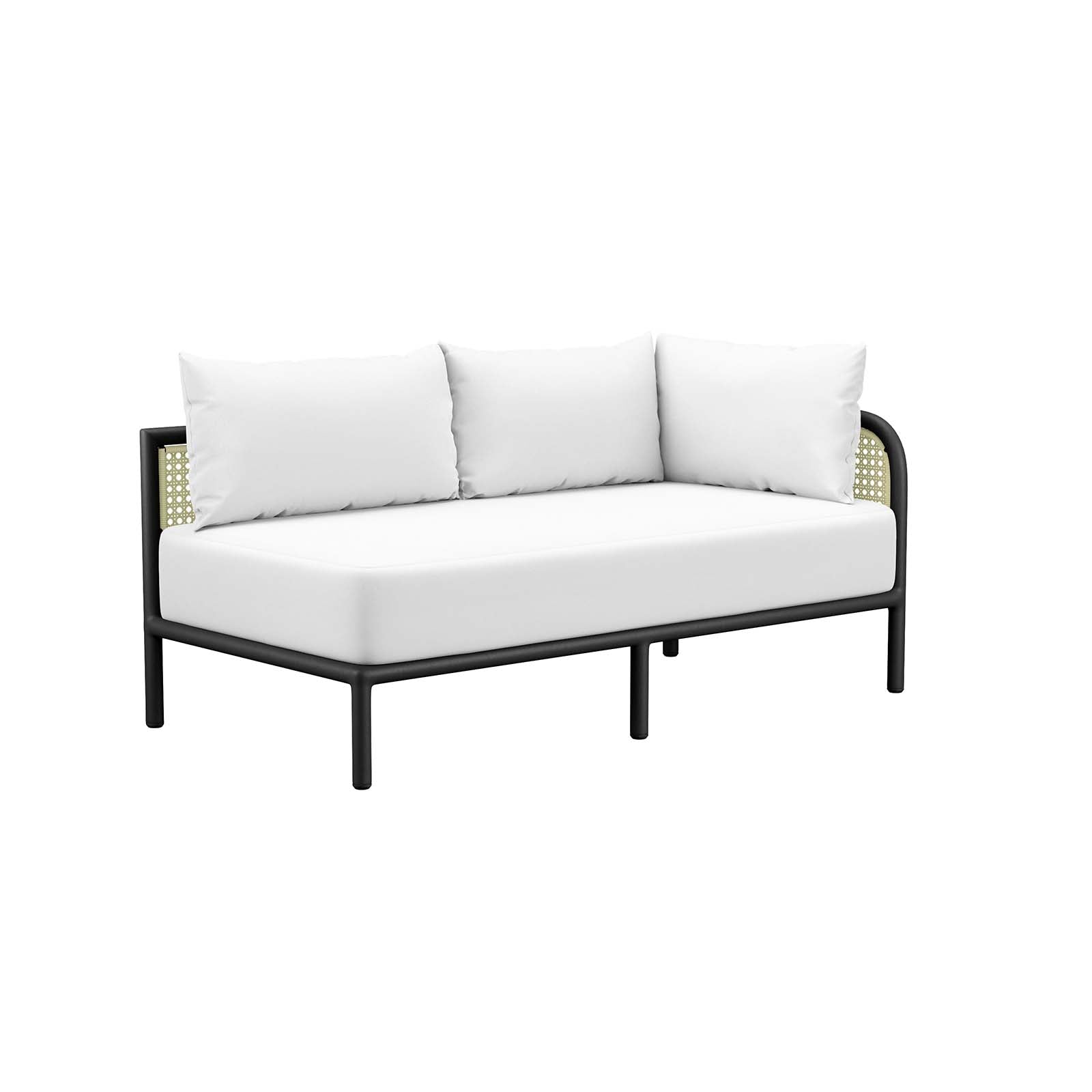 Hanalei Outdoor Patio 3 Piece Sectional Sofa Set Ivory White