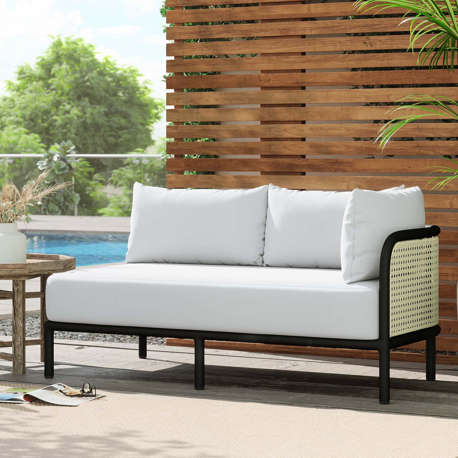 Modway Outdoor Sofas - Hanalei Outdoor Patio 3-Piece Sectional Ivory White