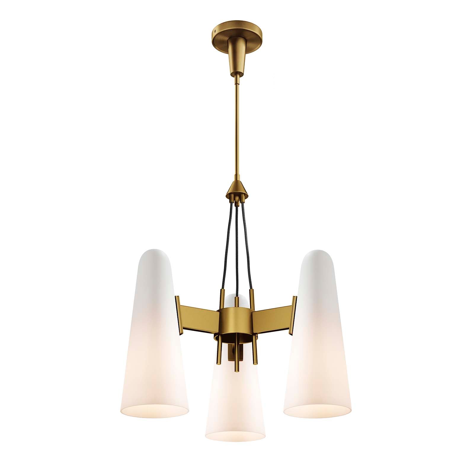 Modway Ceiling Lights - Beacon 3-Light Pendant Light Opal Satin Brass