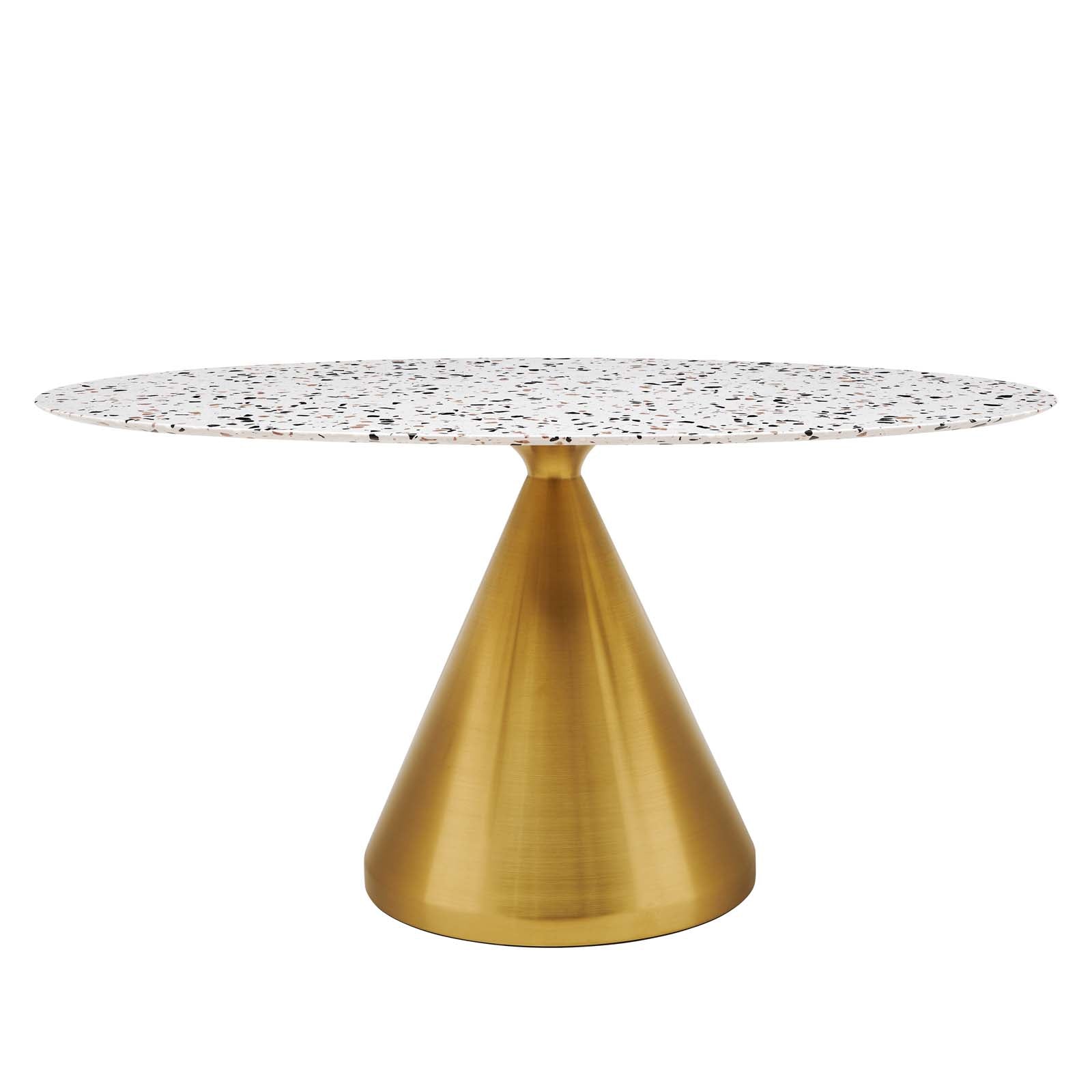 Modway Dining Tables - Tupelo 60" Oval Terrazzo Dining Table Gold White