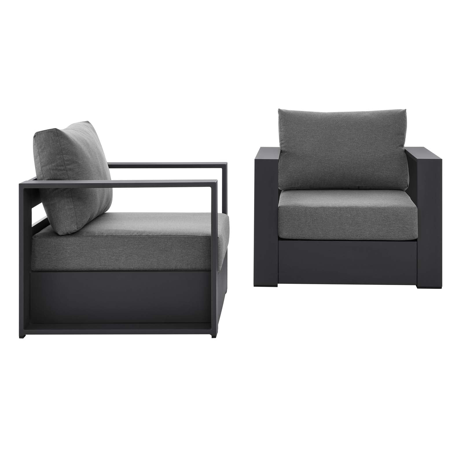 Modway Outdoor Conversation Sets - Tahoe Outdoor Patio Powder-Coated Aluminum 2-Piece Armchair Set Gray Charcoal