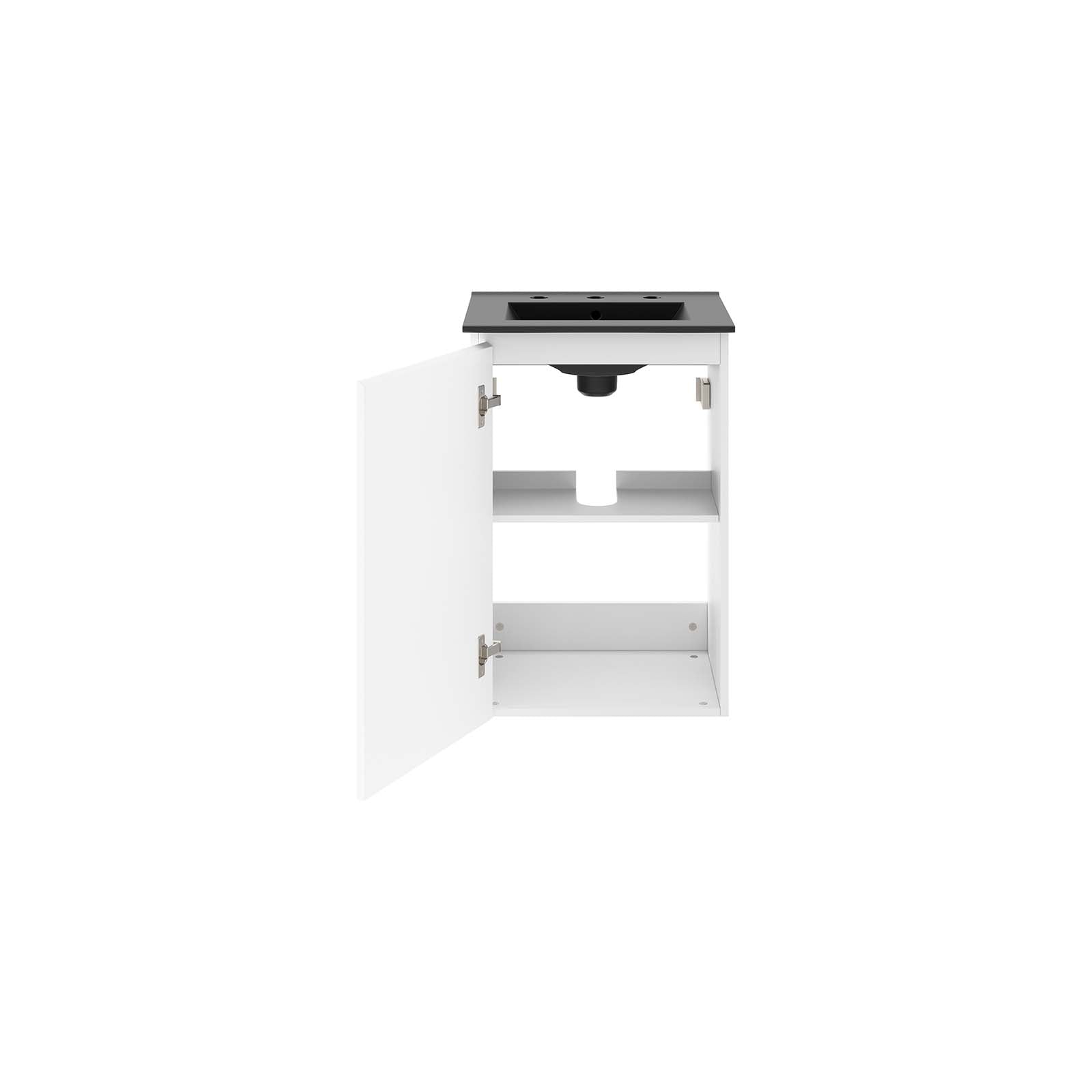 Modway Bathroom Vanity - Bryn 18" Wall-Mount Bathroom Vanity White Black