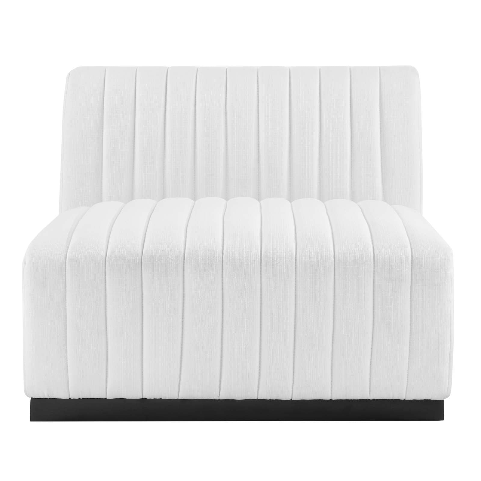 Modway Sectional Sofas - Conjure Channel Tufted Upholstered Fabric 4-Piece L-Shaped Sectional Black White