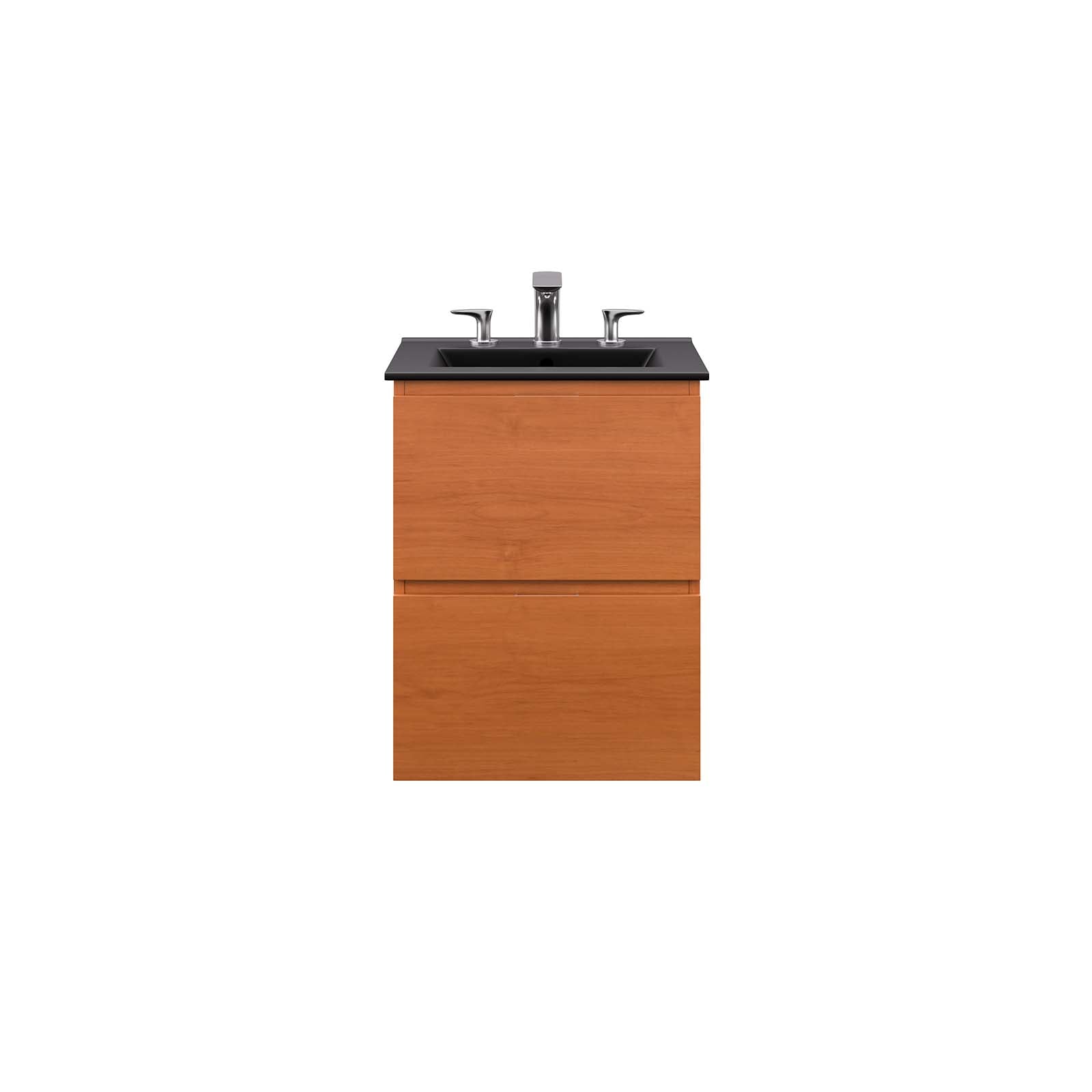 Modway Bathroom Vanity - Scenic 18" Wall-Mount Bathroom Vanity Cherry Black