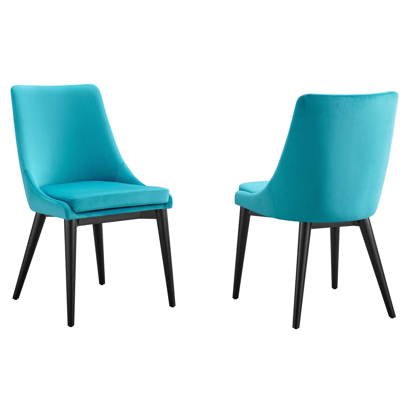 Modway Dining Chairs - Viscount Accent Performance Velvet Dining Chairs Set Of 2 Blue