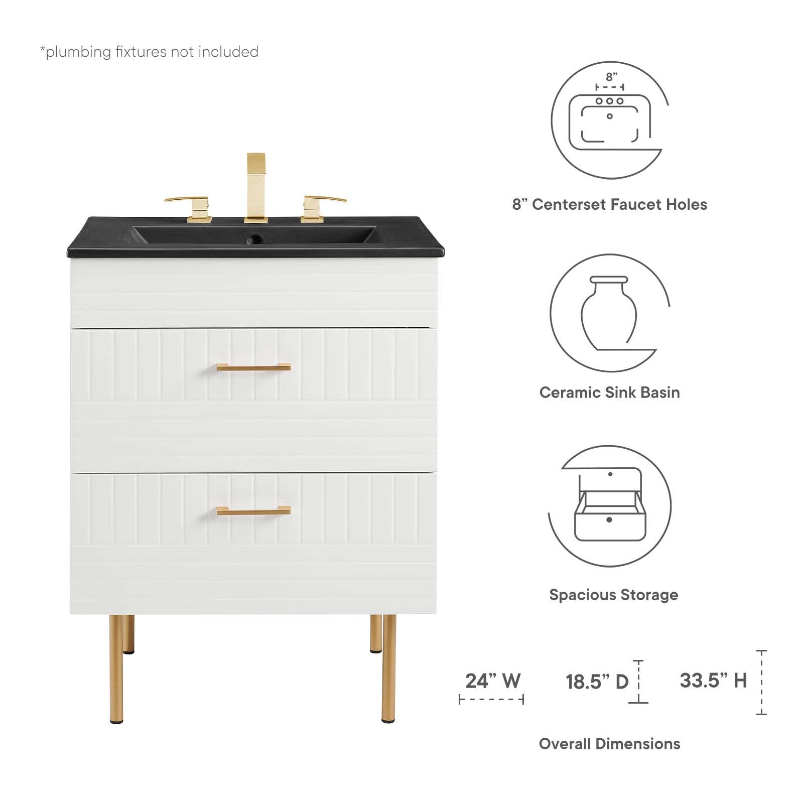 Modway Bathroom Vanity - Daybreak 24" Bathroom Vanity Ceramic White