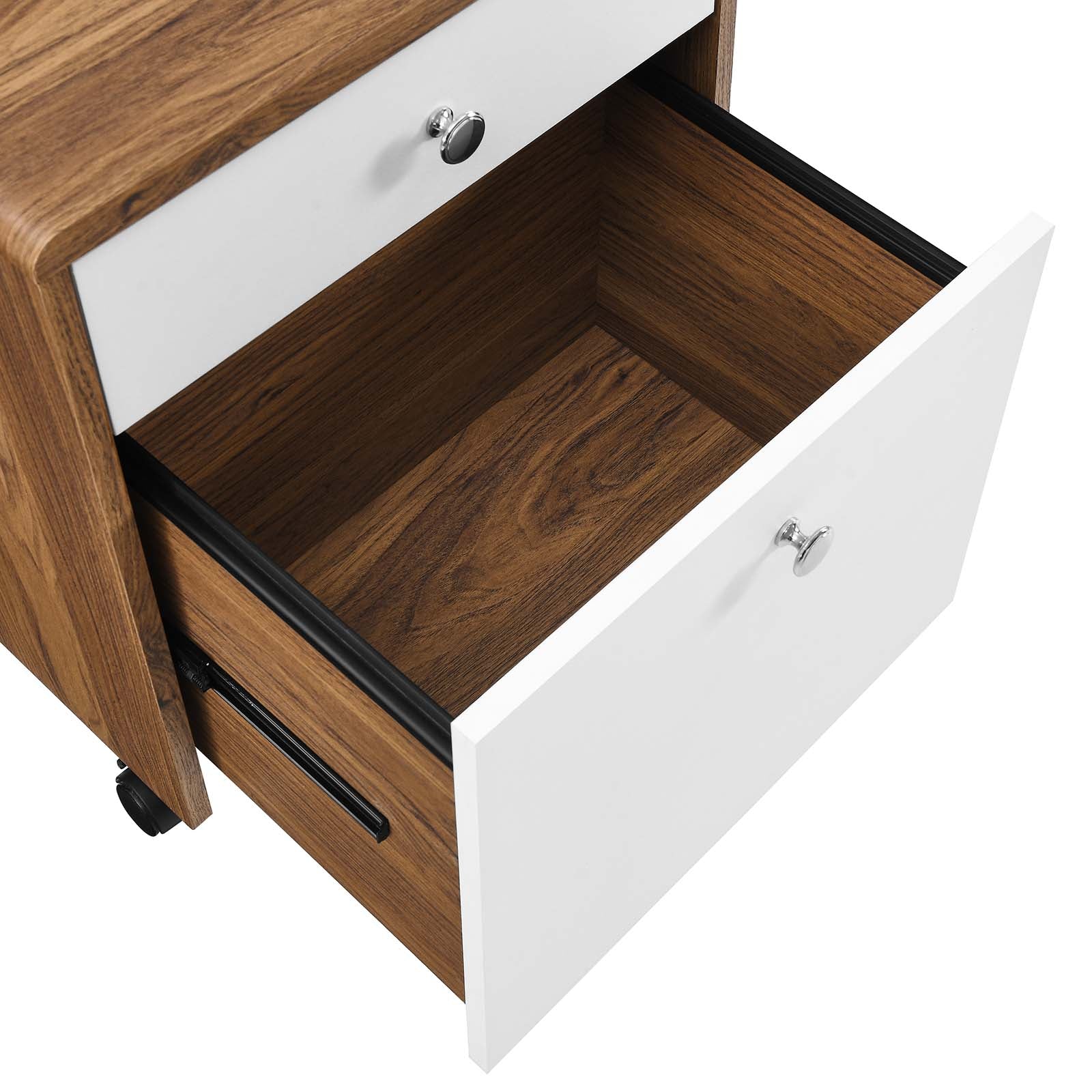 Modway Desks - Transmit Wood Desk And File Cabinet Set Walnut White