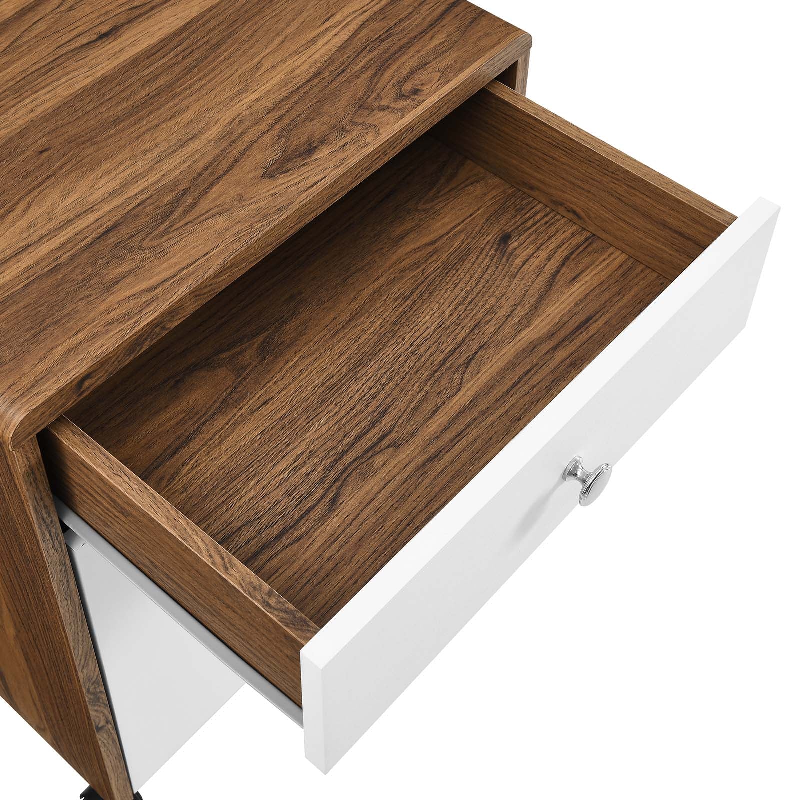 Modway Desks - Transmit Wood Desk And File Cabinet Set Walnut White