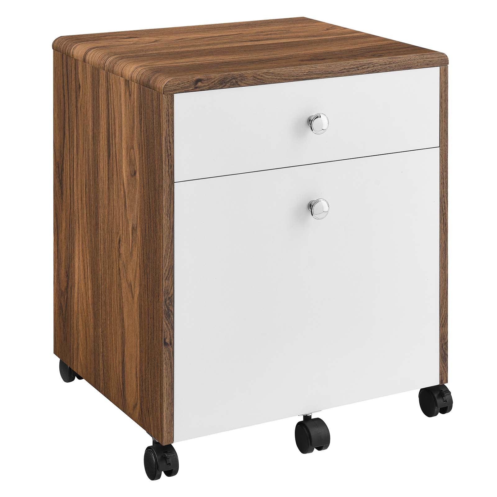 Modway Desks - Transmit Wood Desk And File Cabinet Set Walnut White