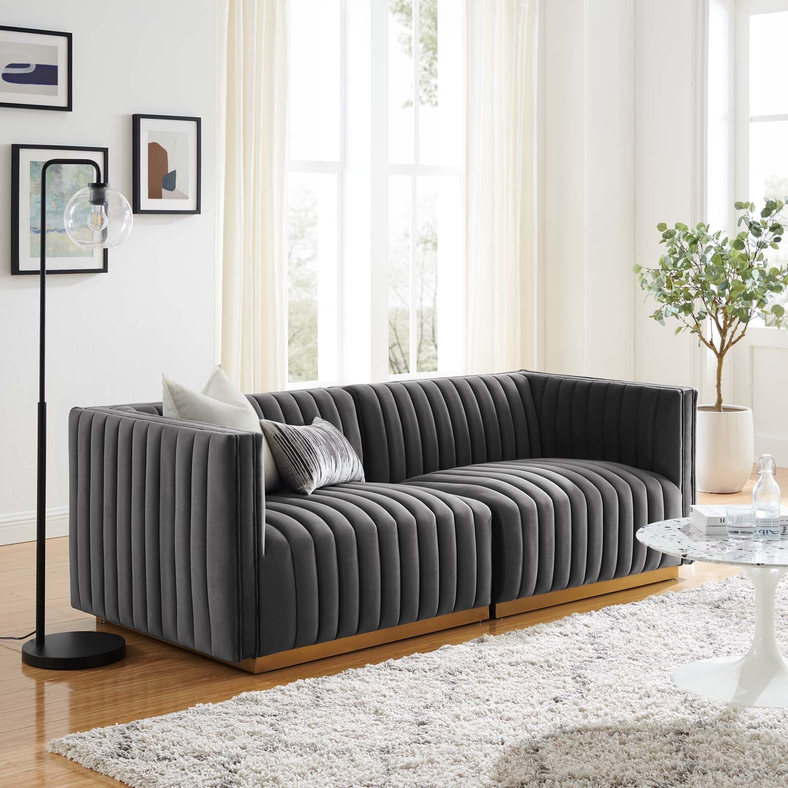 Gray deals tufted loveseat