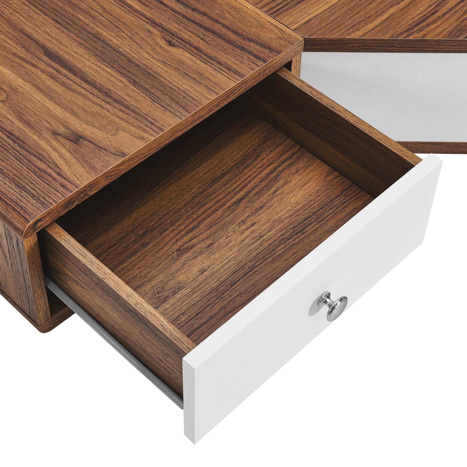 Modway Desks - Transmit 47" Wall Mount Corner Walnut Office Desk Walnut White