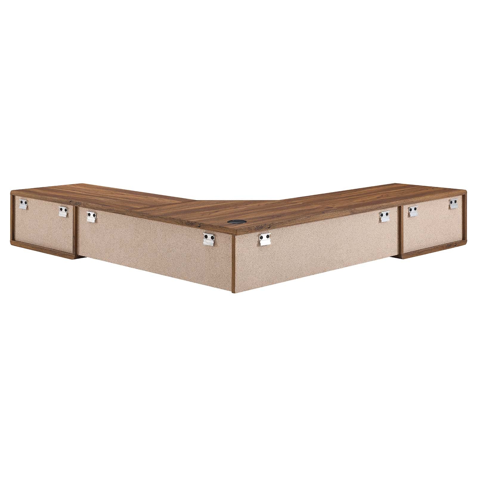 Modway Desks - Transmit 55" Wall Mount Corner Wood Office Desk Walnut White