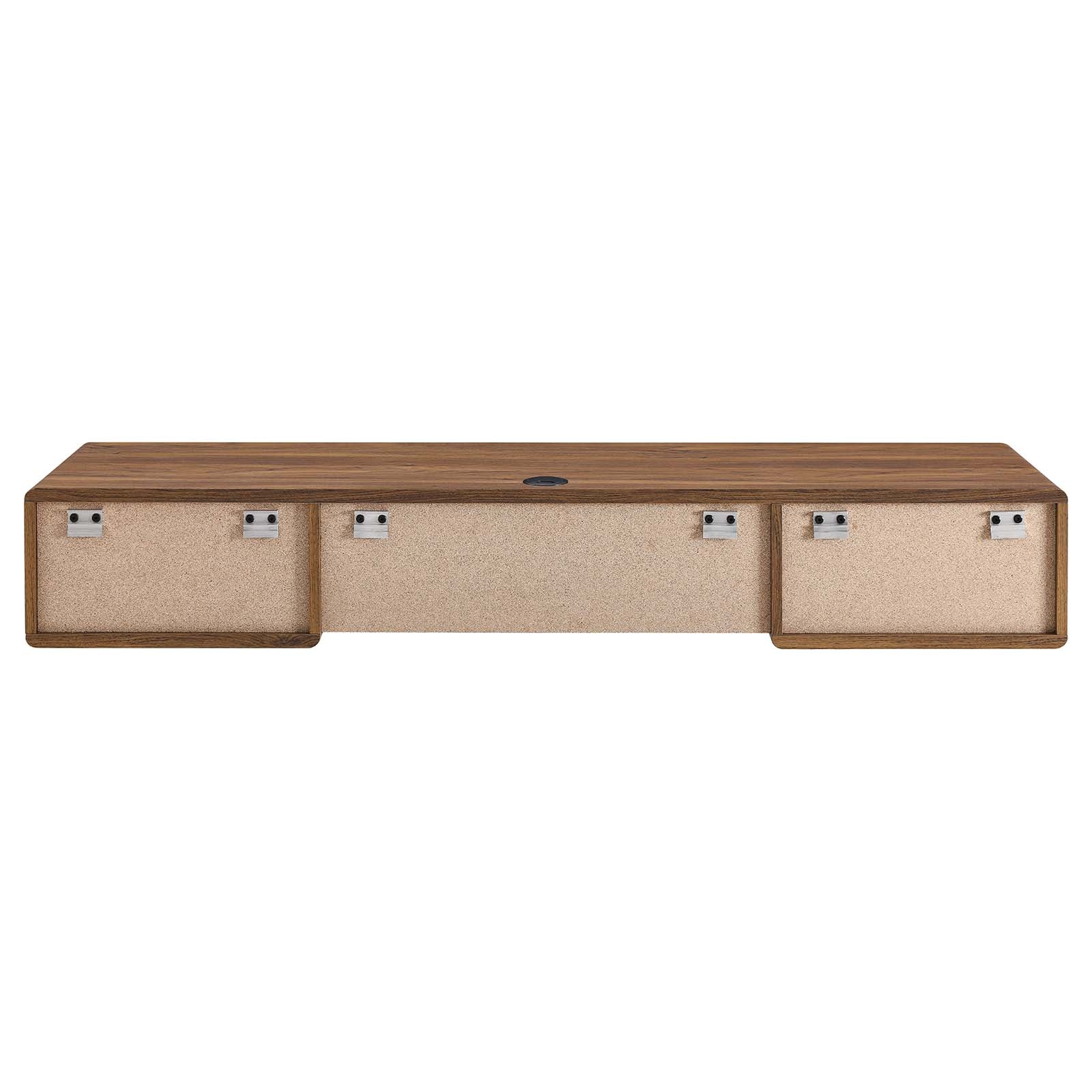 Modway Desks - Transmit 60" Wall Mount Wood Office Desk Walnut White