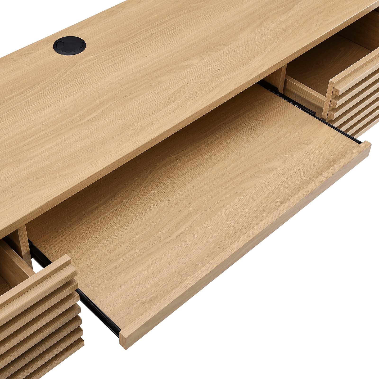 Modway Desks - Render Wall Mount Wood Office Desk Oak