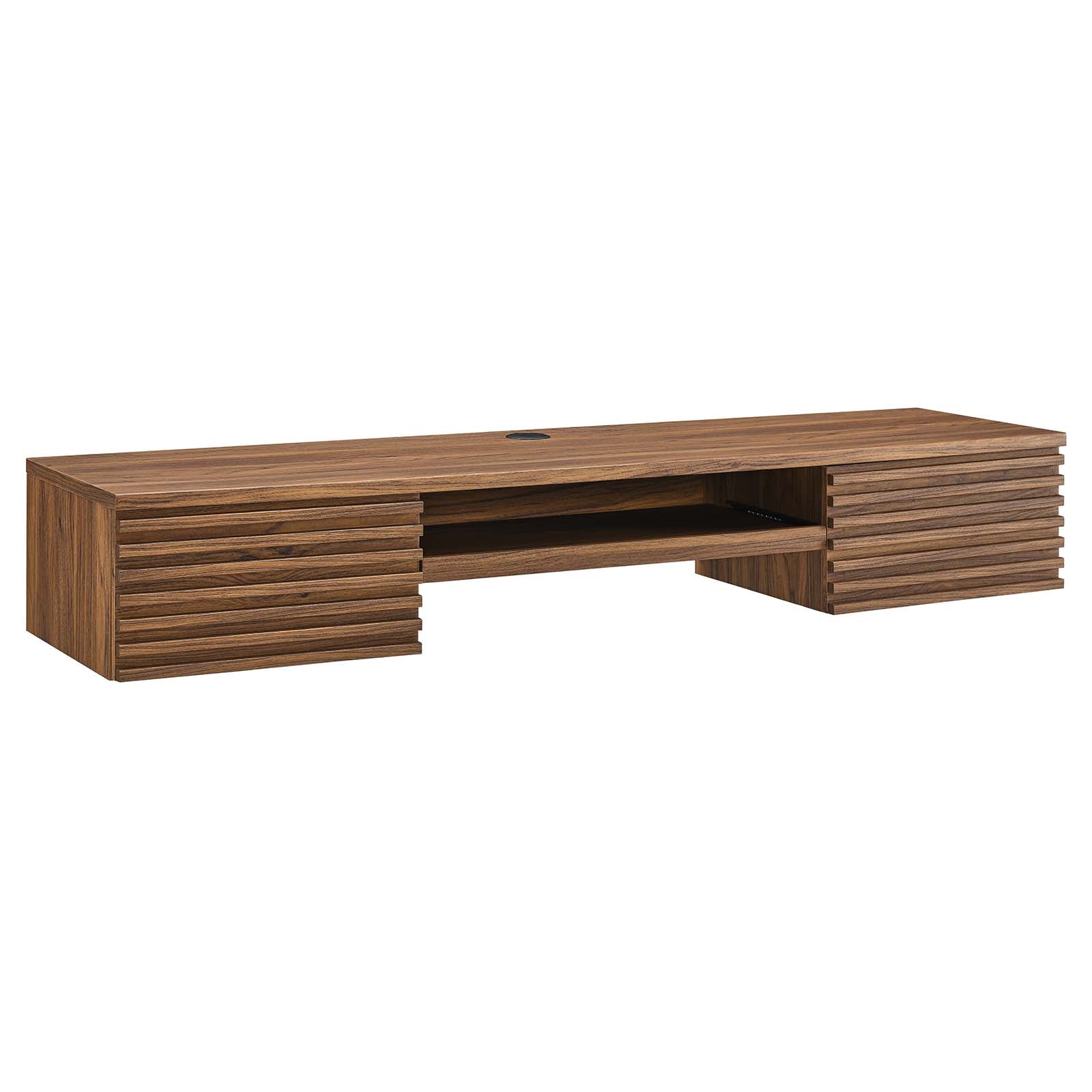 Modway Desks - Render Wall Mount Wood Office Desk Walnut