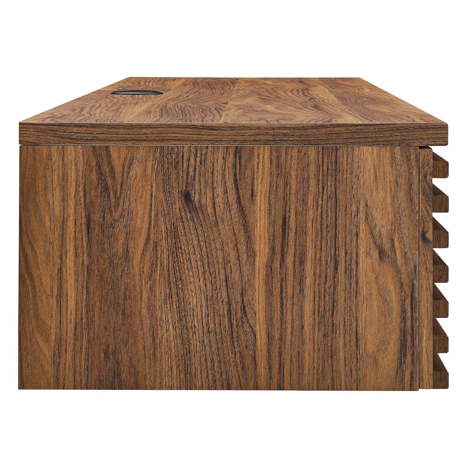 Modway Desks - Render Wall Mount Wood Office Desk Walnut