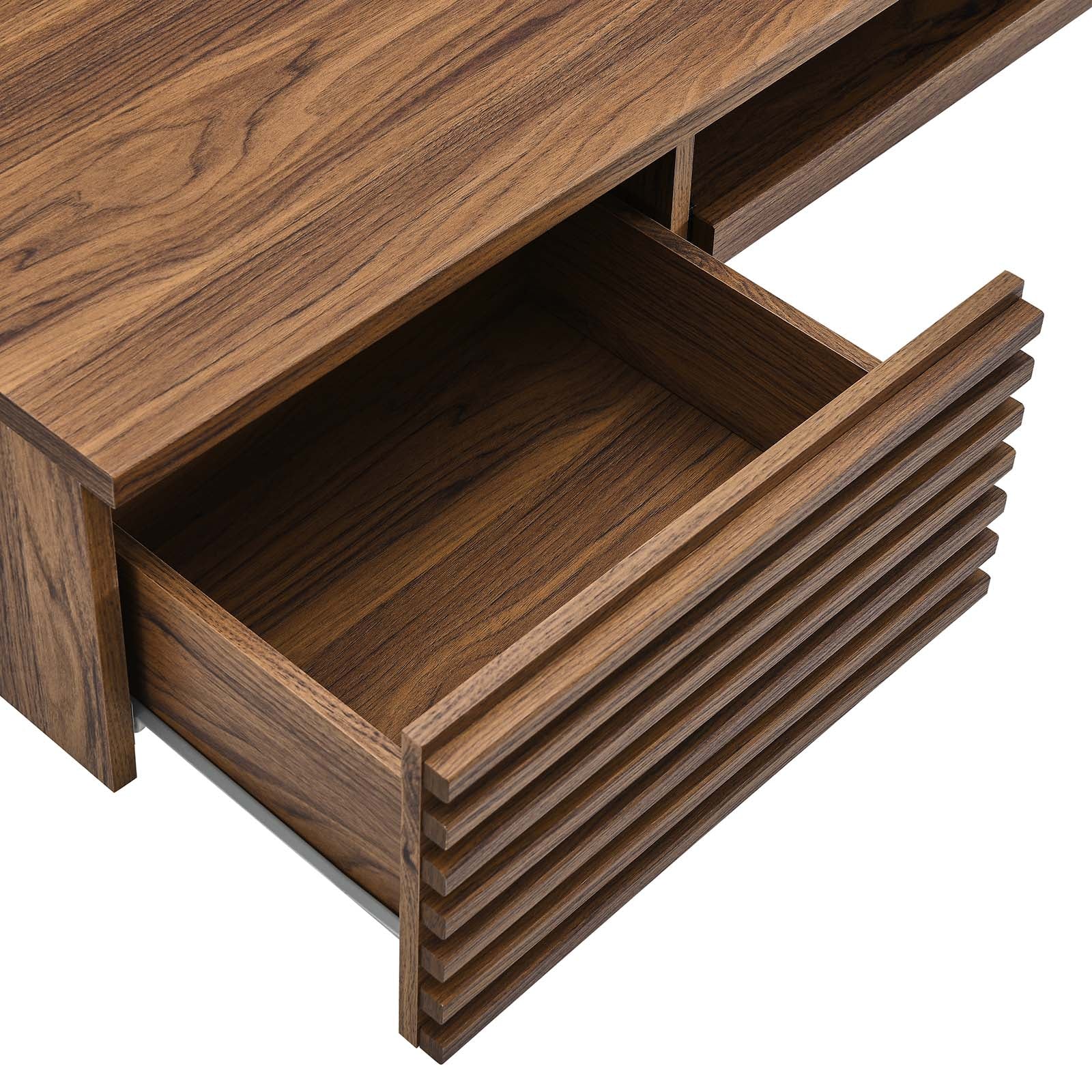 Modway Desks - Render Wall Mount Wood Office Desk Walnut