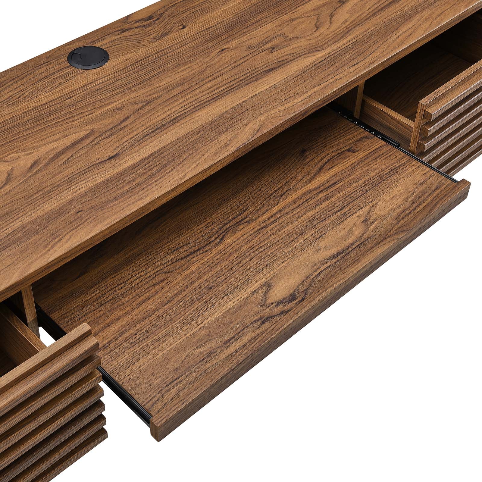 Modway Desks - Render Wall Mount Wood Office Desk Walnut