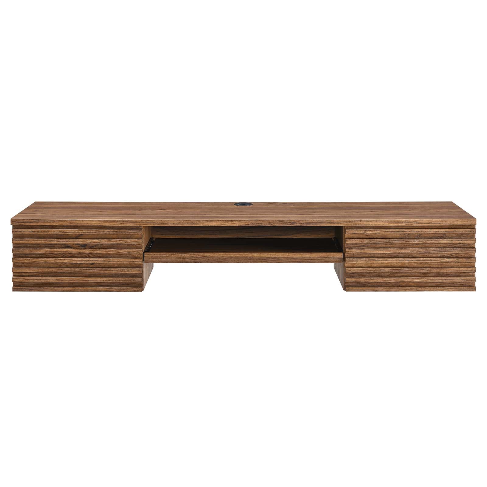 Modway Desks - Render Wall Mount Wood Office Desk Walnut