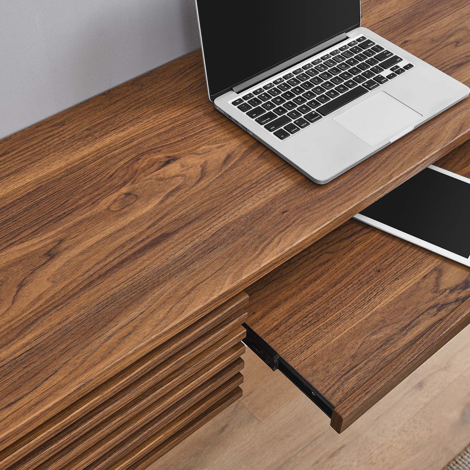 Modway Desks - Render Wall Mount Wood Office Desk Walnut